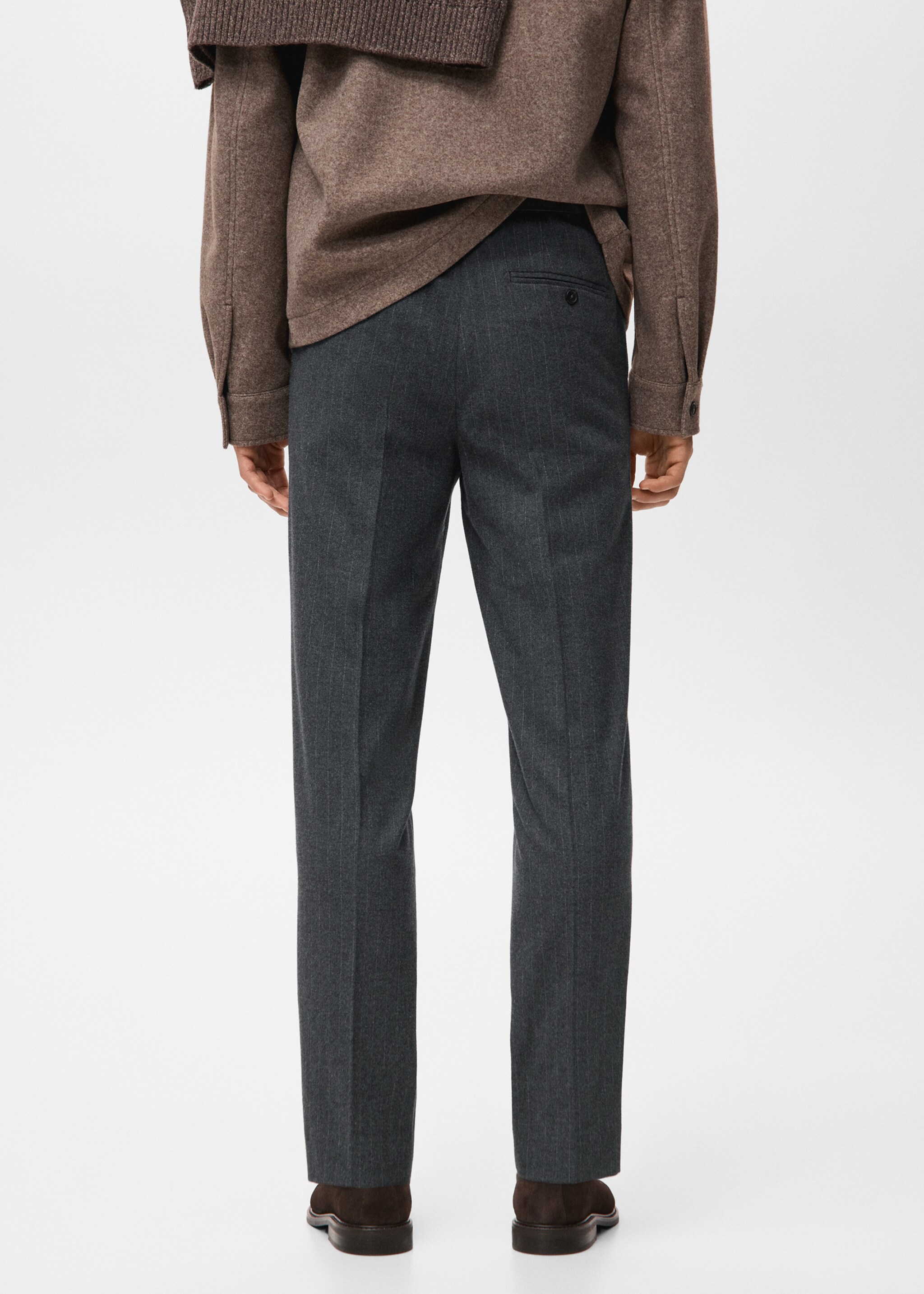Slim-fit flannel trousers - Reverse of the article, Dark Heather Grey. Ref: 27011198-00.
