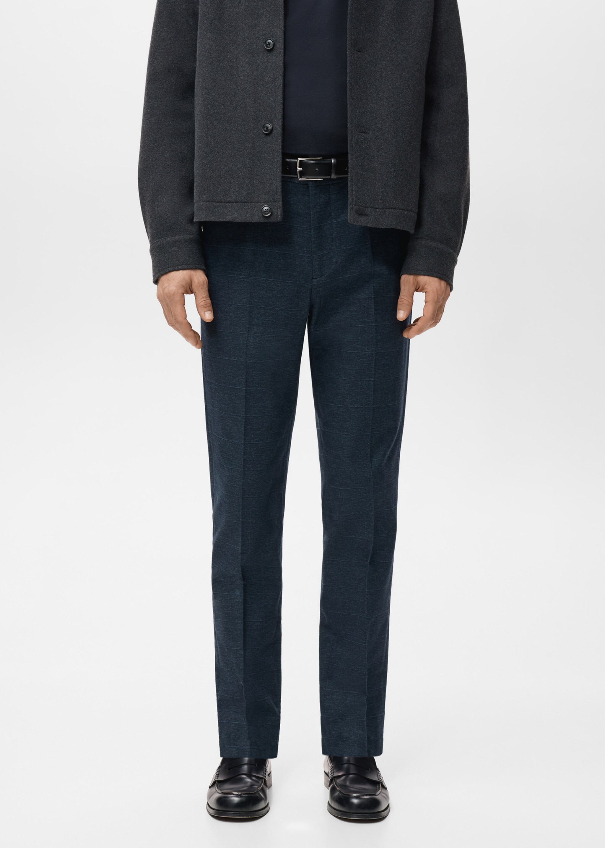 Pantalón franela slim fit - Plano medio, Azul marino. Ref: 27011199-00.