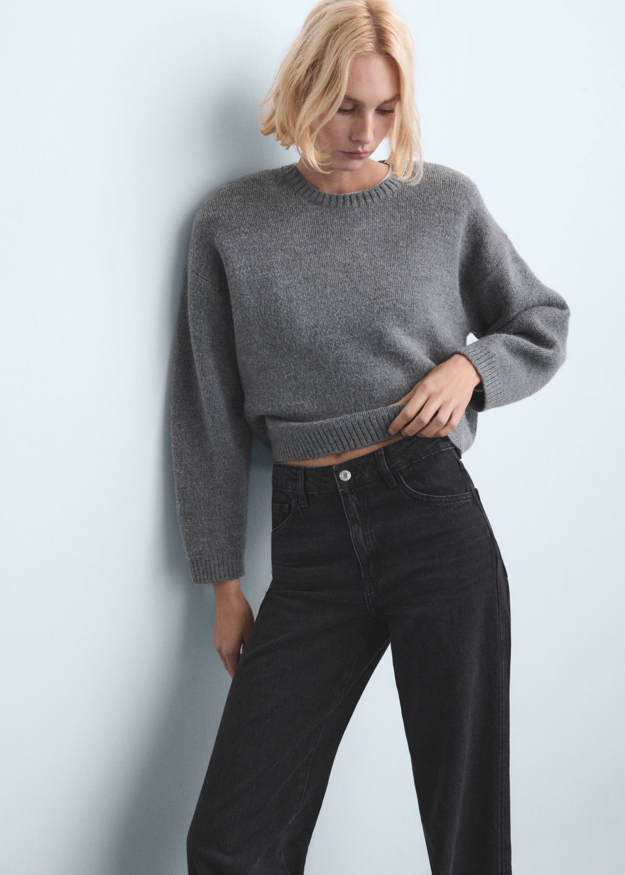 Danila high-waisted wide-leg jeans - Details of the article 2, Black denim. Ref: 27011205-00.