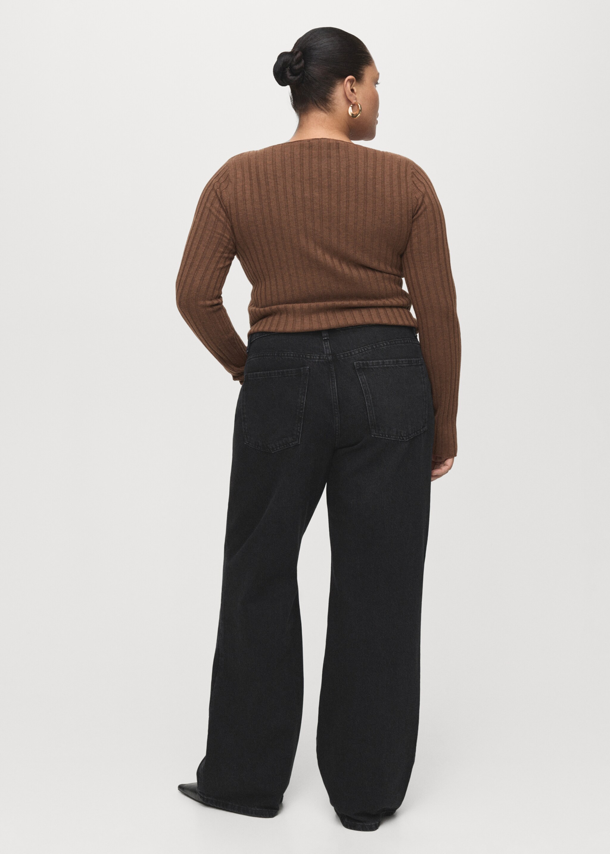 Danila high-waisted wide-leg jeans - Details of the article 4, Black denim. Ref: 27011205-00.
