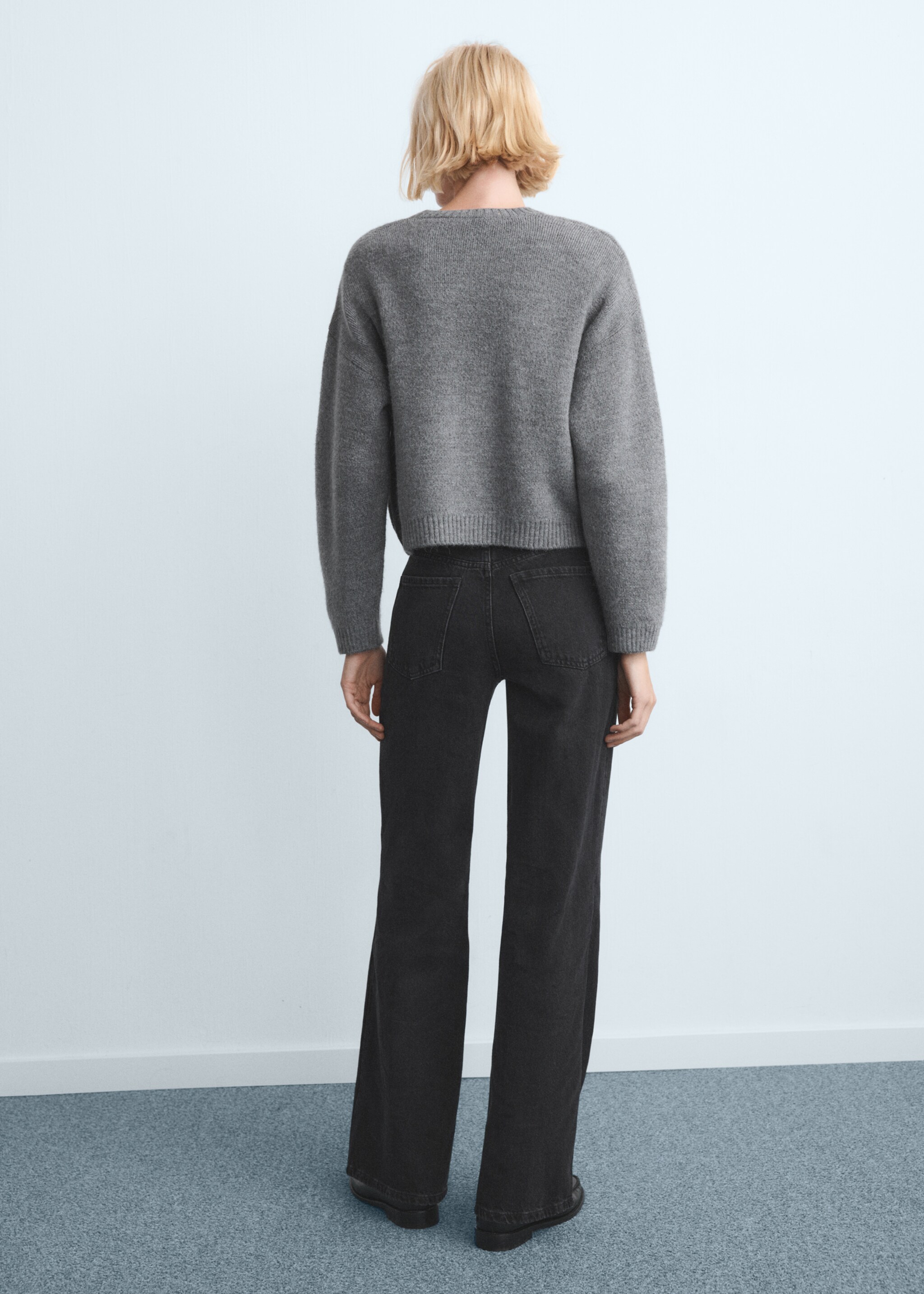 Danila high-waisted wide-leg jeans - Reverse of the article, Black denim. Ref: 27011205-00.