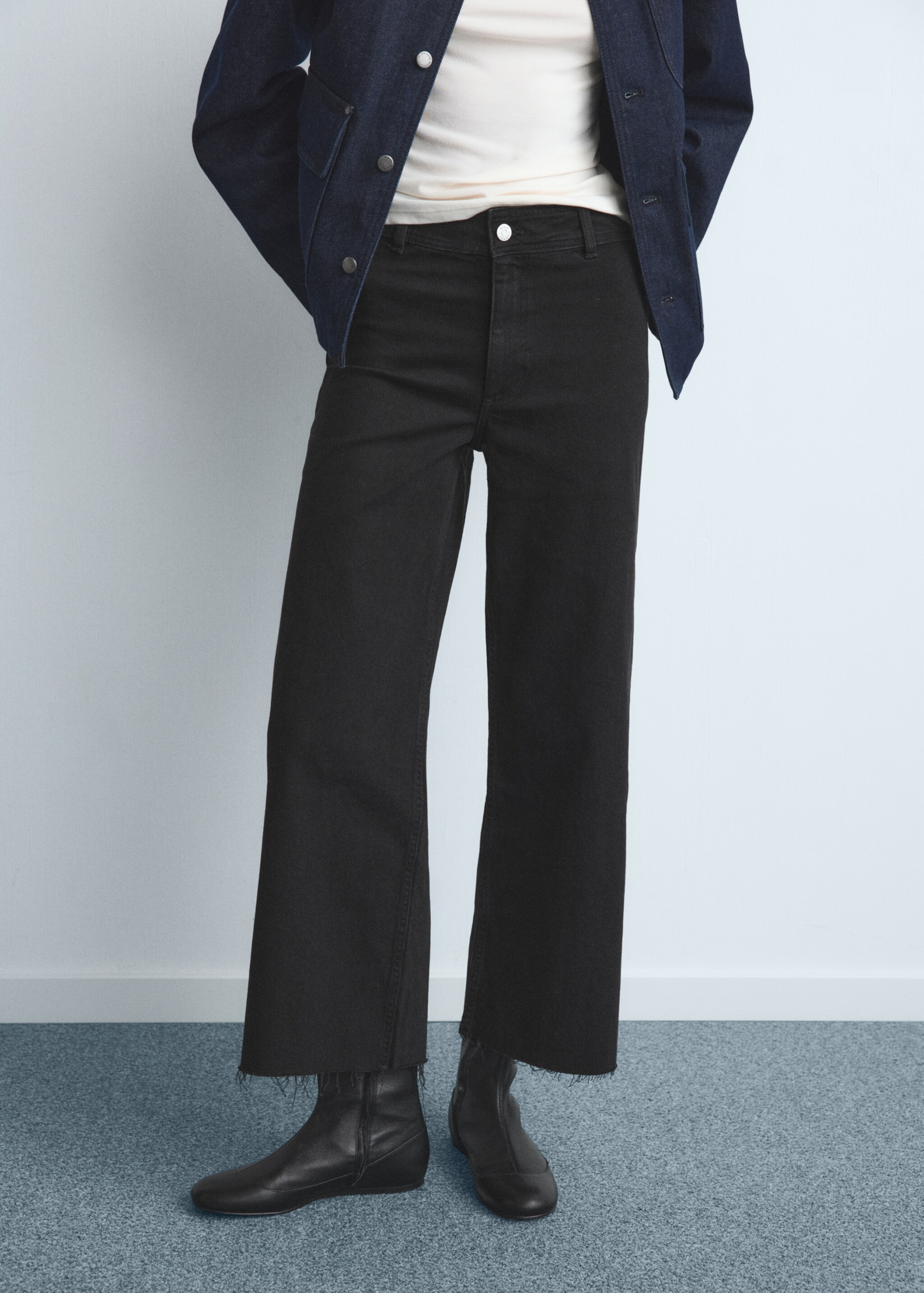 Catherin culotte high-rise jeans - Medium plane, Black denim. Ref: 27011206-00.