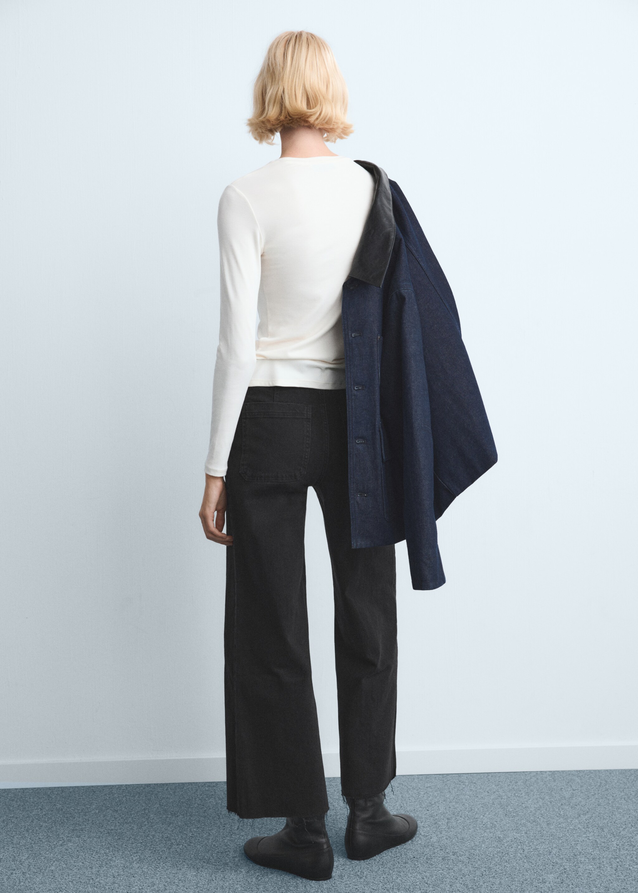 Catherin culotte high-rise jeans - Reverse of the article, Black denim. Ref: 27011206-00.