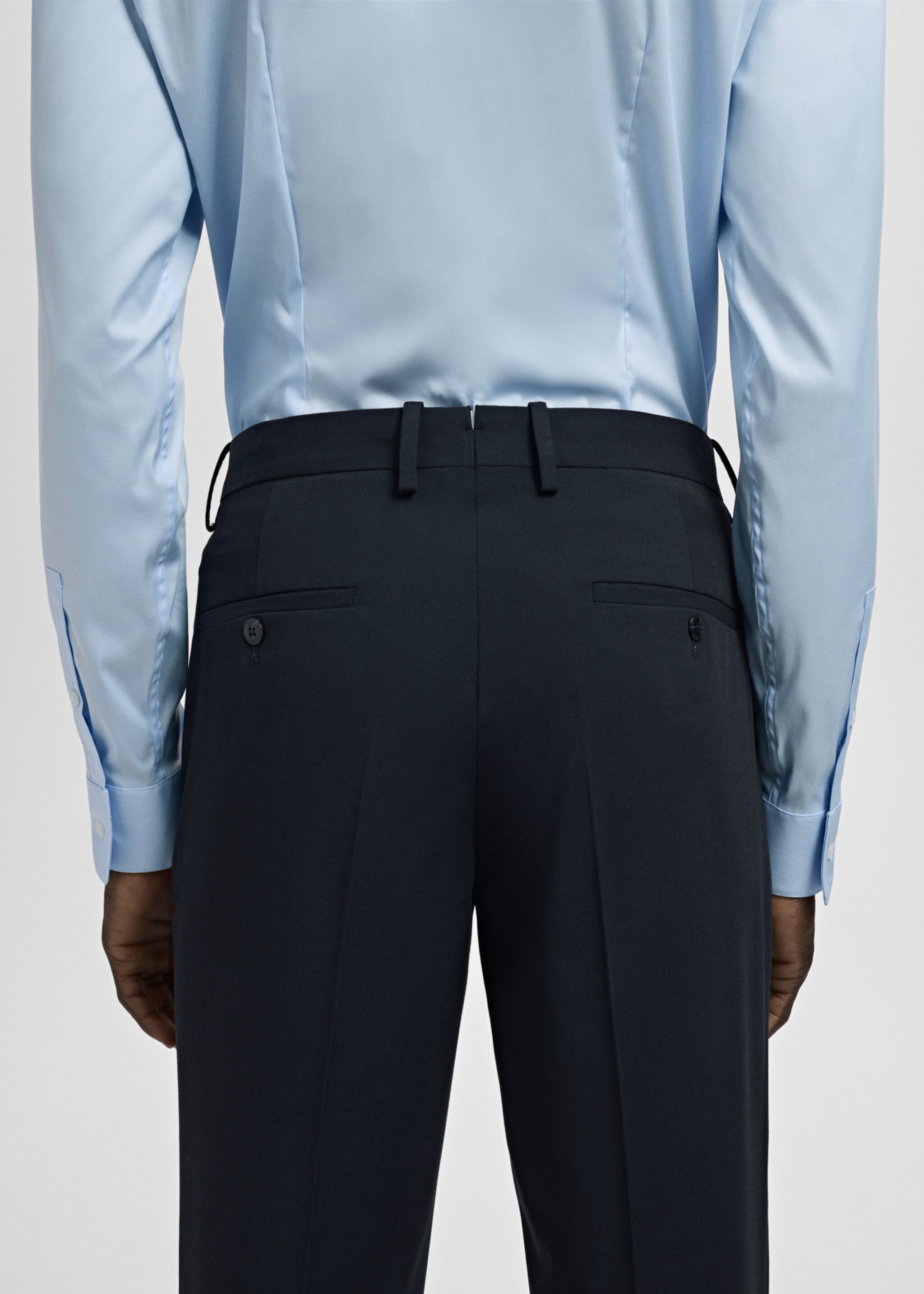 سروال بدلة سليم فيت قماش مرن - تفاصيل المنتج 6, كحلي غامق. Ref: 27011208-00.