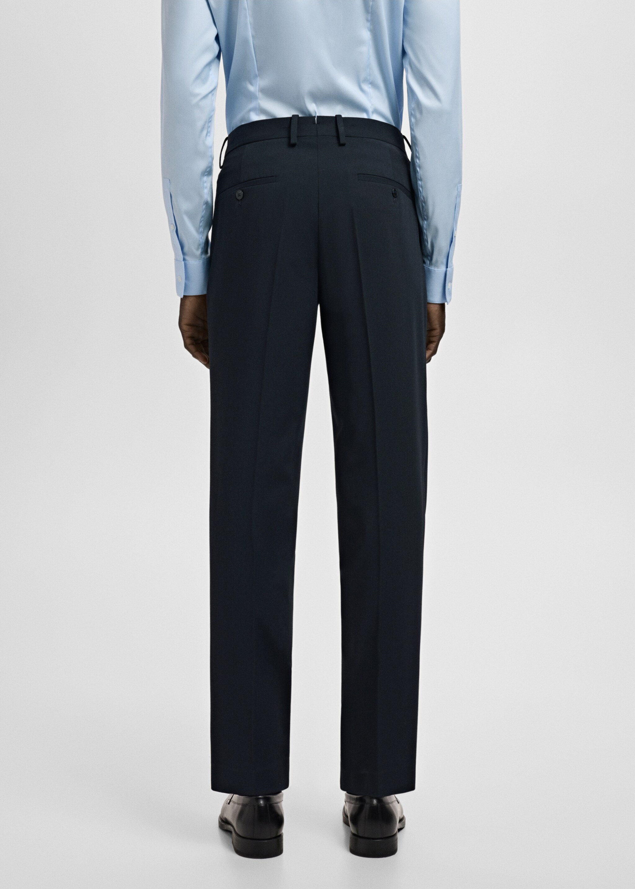 سروال بدلة سليم فيت قماش مرن - الجهة الخلفية للمنتج, كحلي غامق. Ref: 27011208-00.