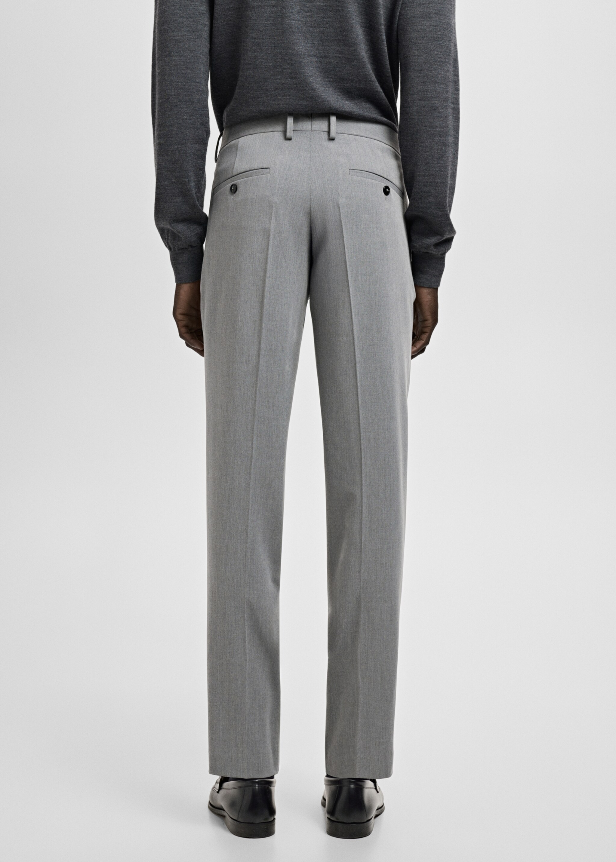 سروال بدلة سليم فيت قماش مرن - الجهة الخلفية للمنتج, رمادي. Ref: 27011209-00.