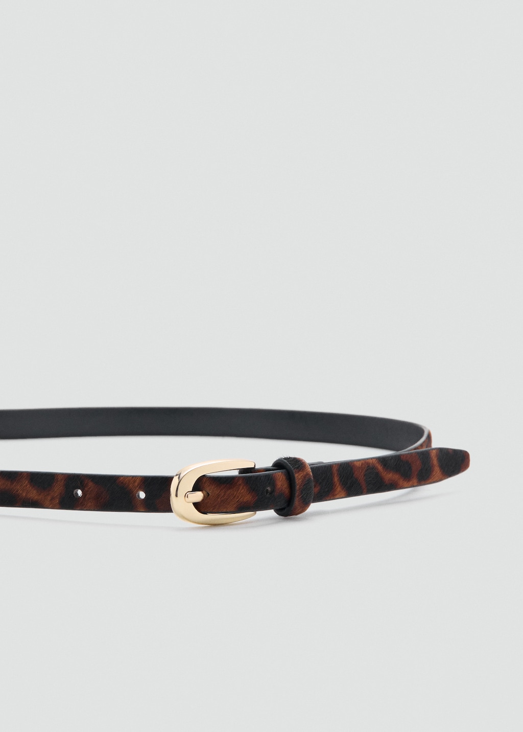 Leopard fur leather belt