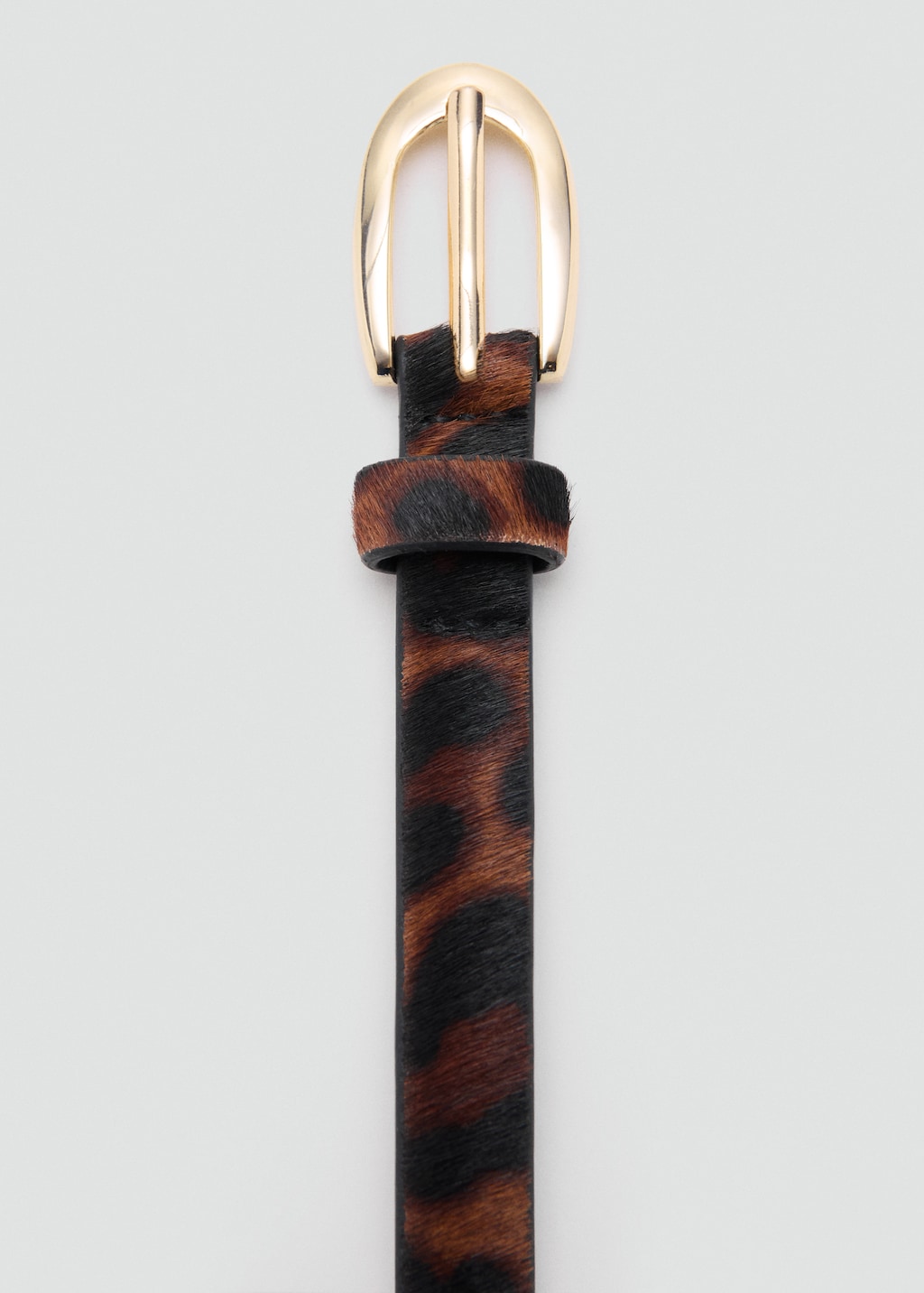 Leopard fur leather belt