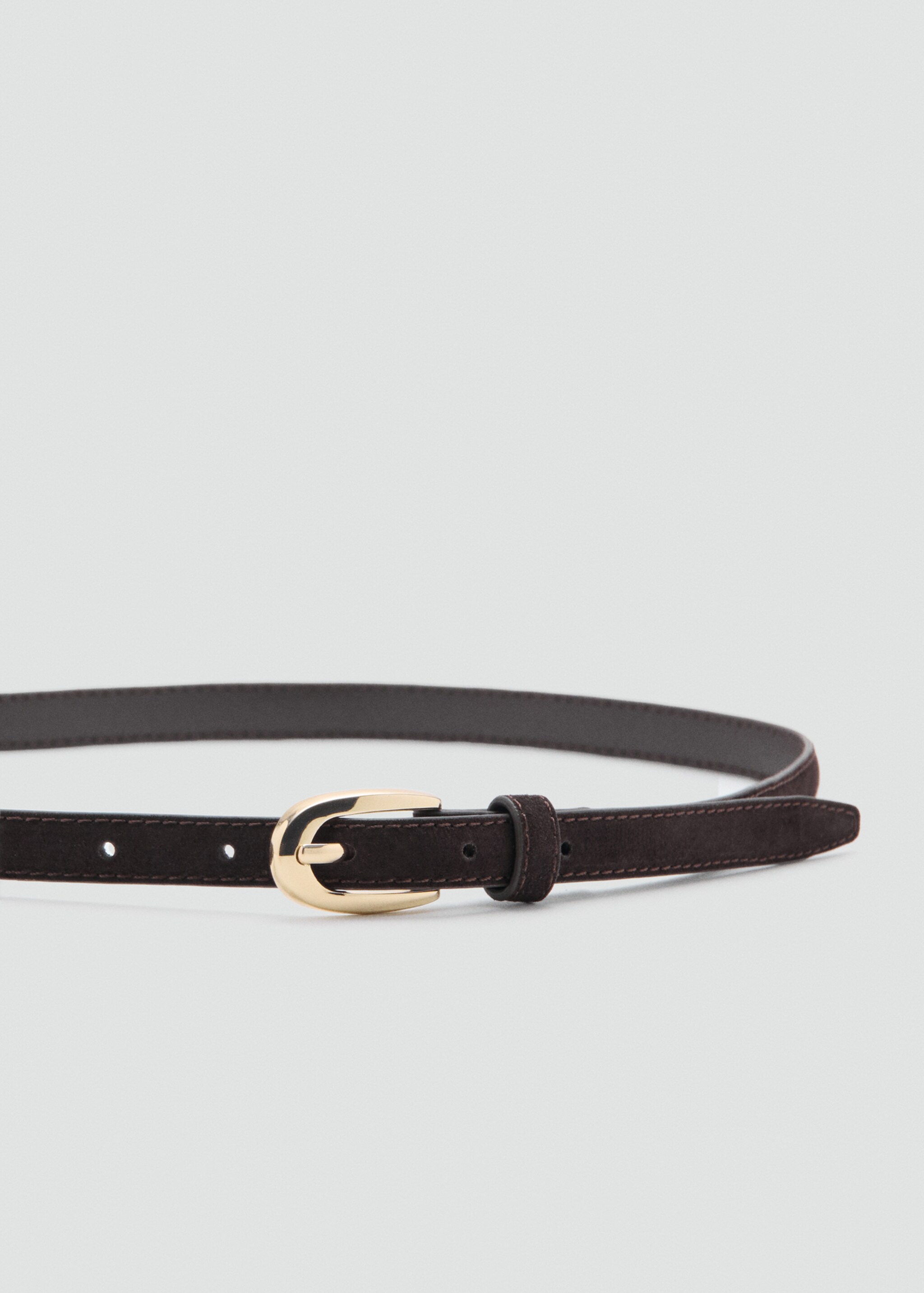 Ceinture fine cuir daim - Plan moyen, Chocolat. Ref: 27011212-00.