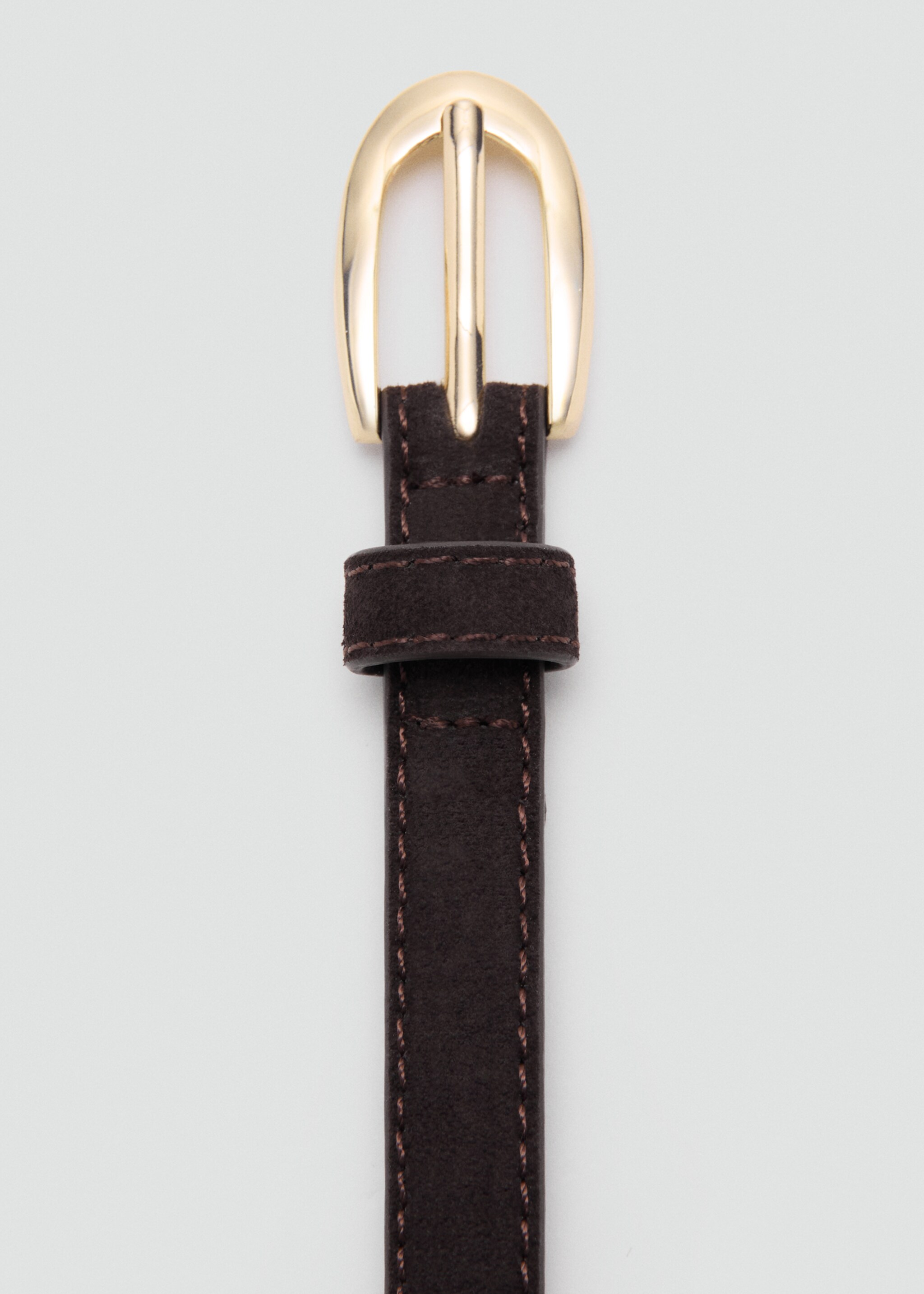 Ceinture fine cuir daim - Détail de l'article 1, Chocolat. Ref: 27011212-00.