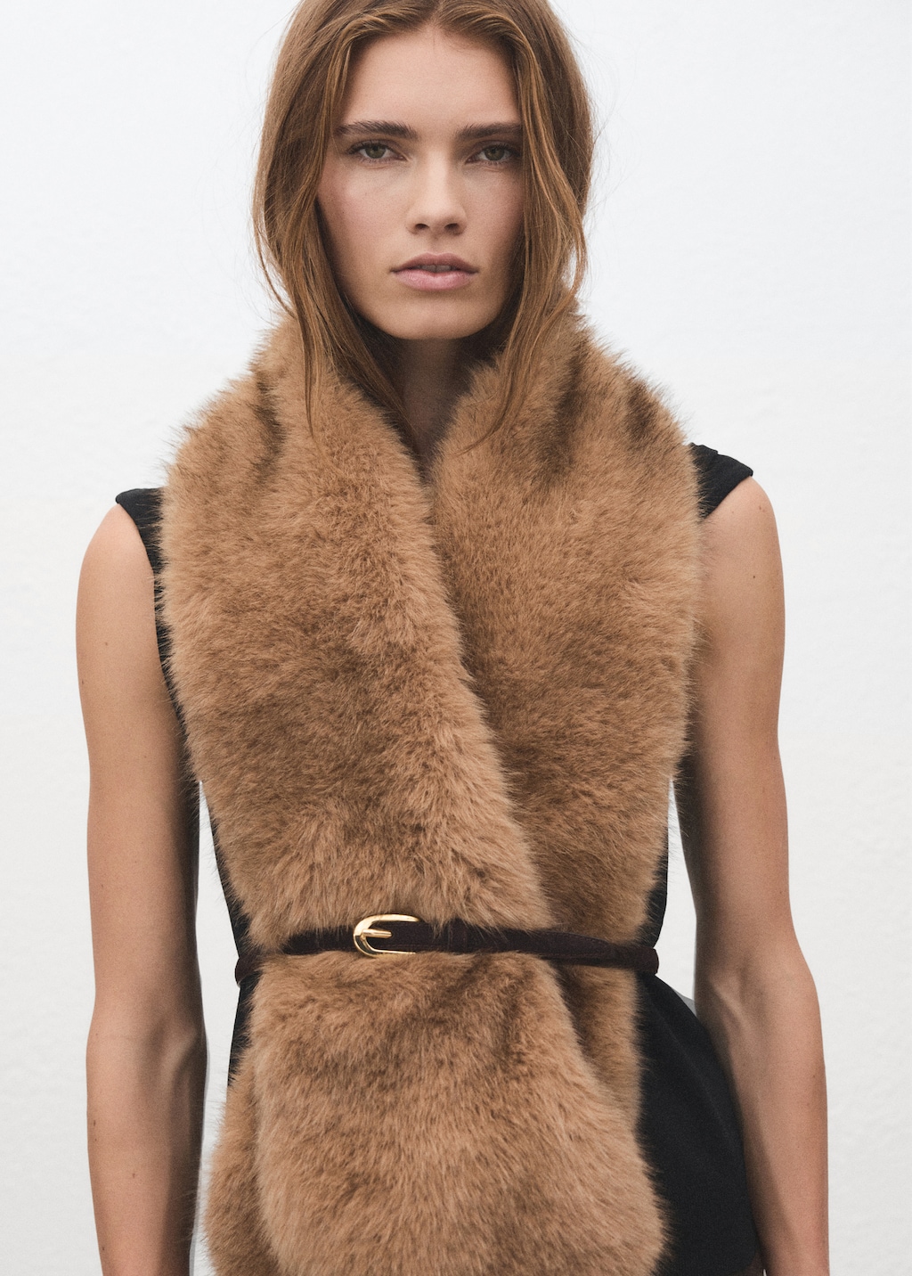 Thin suede leather belt