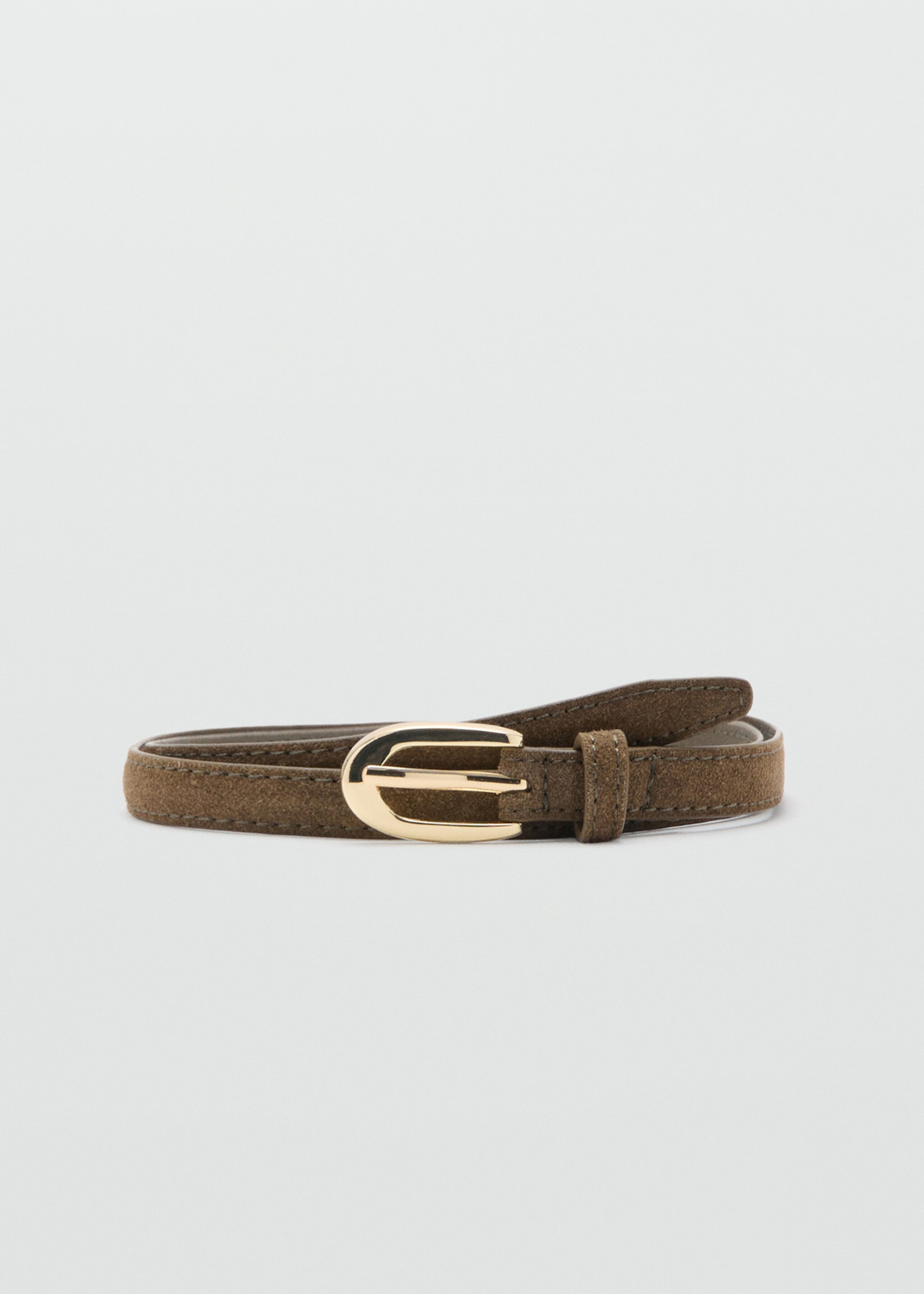 Ceinture fine cuir daim - Article sans modèle, Kaki. Ref: 27011212-00.