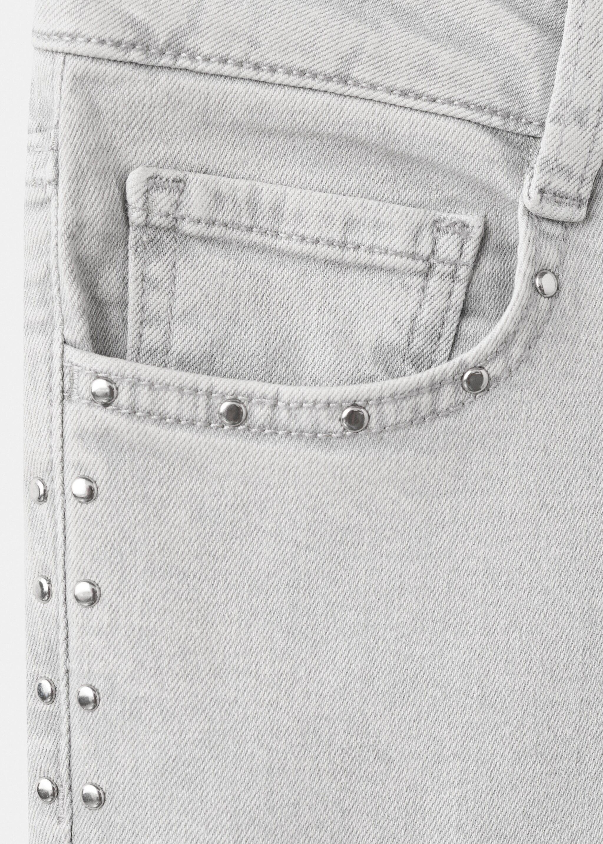 Flared cropped jeans with studs - Details of the article 0, Light Grey Denim. Ref: 27011223-00.