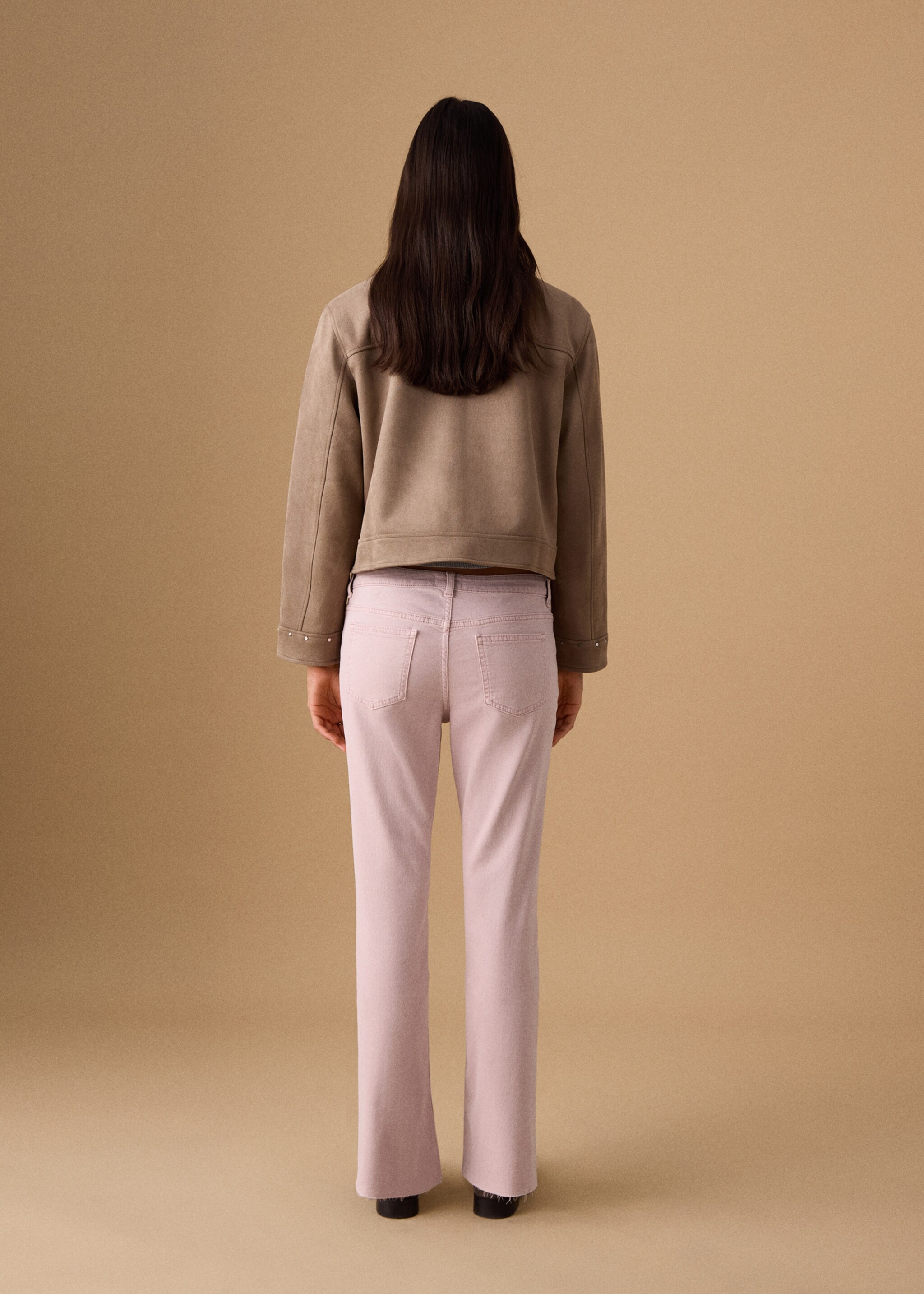 Kratší džíny flare - Zadní strana zboží, Bleděrůžová. Ref: 27011226-00.