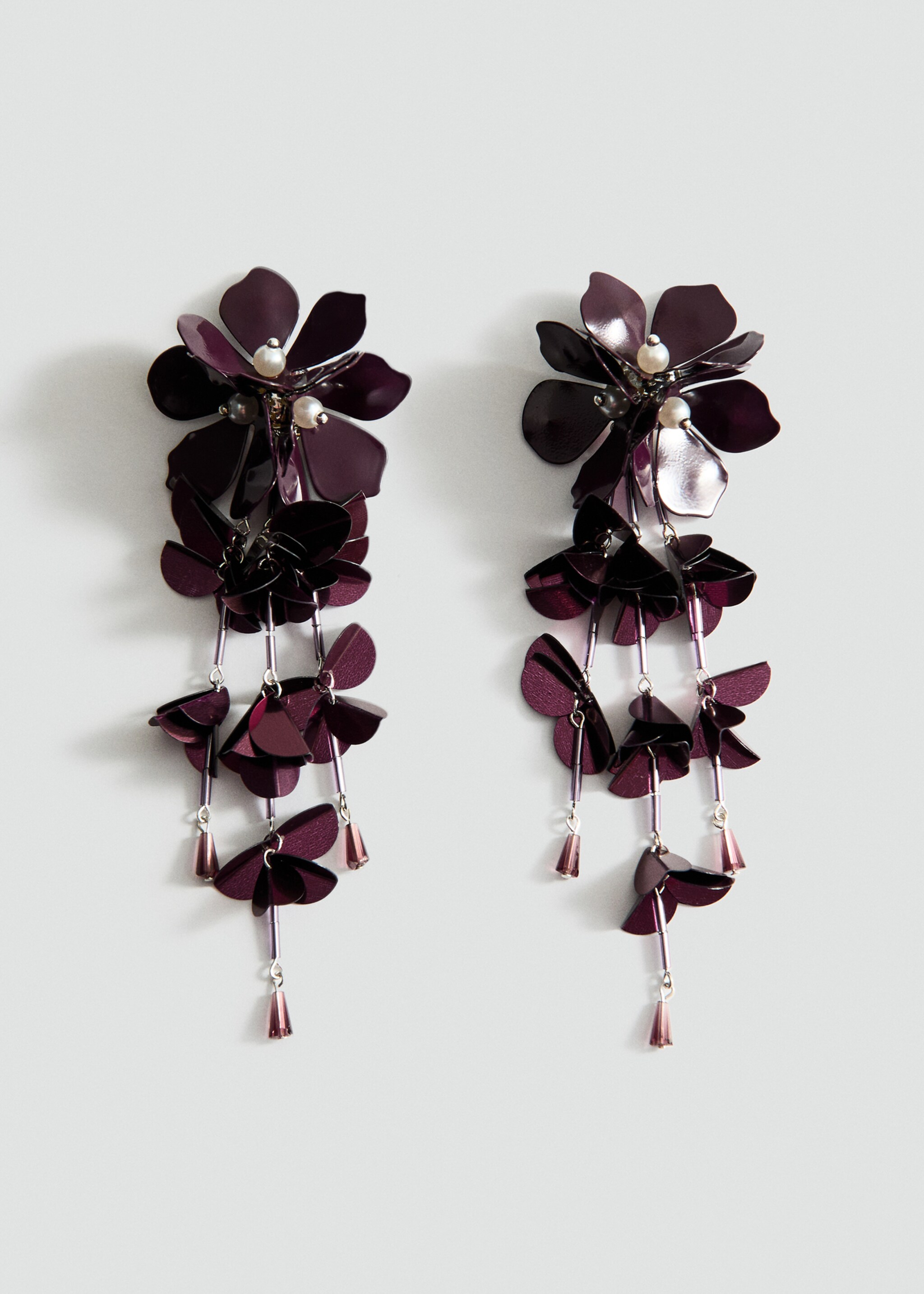 Boucles d'oreilles fleurs pendentifs - Article sans modèle, Grenat. Ref: 27011228-00.
