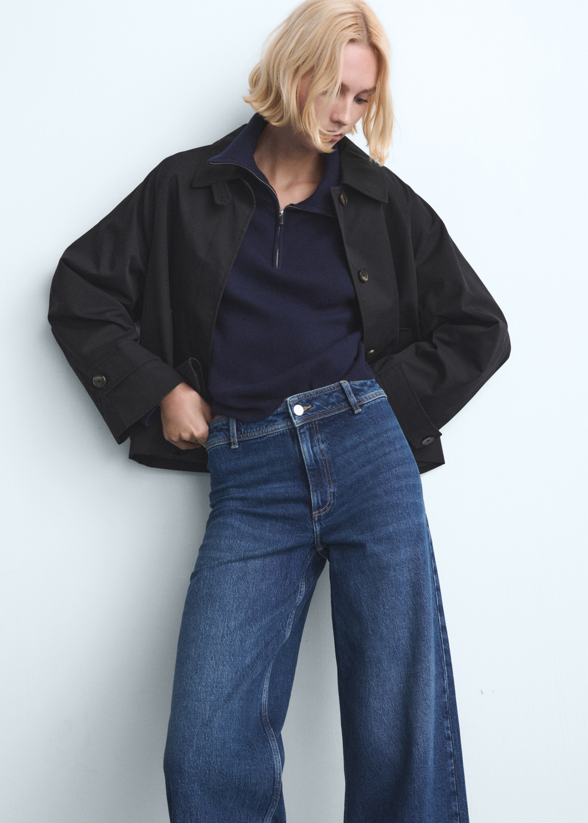 Catherin culotte high-rise jeans - Details of the article 2, Dark Blue. Ref: 27011233-00.