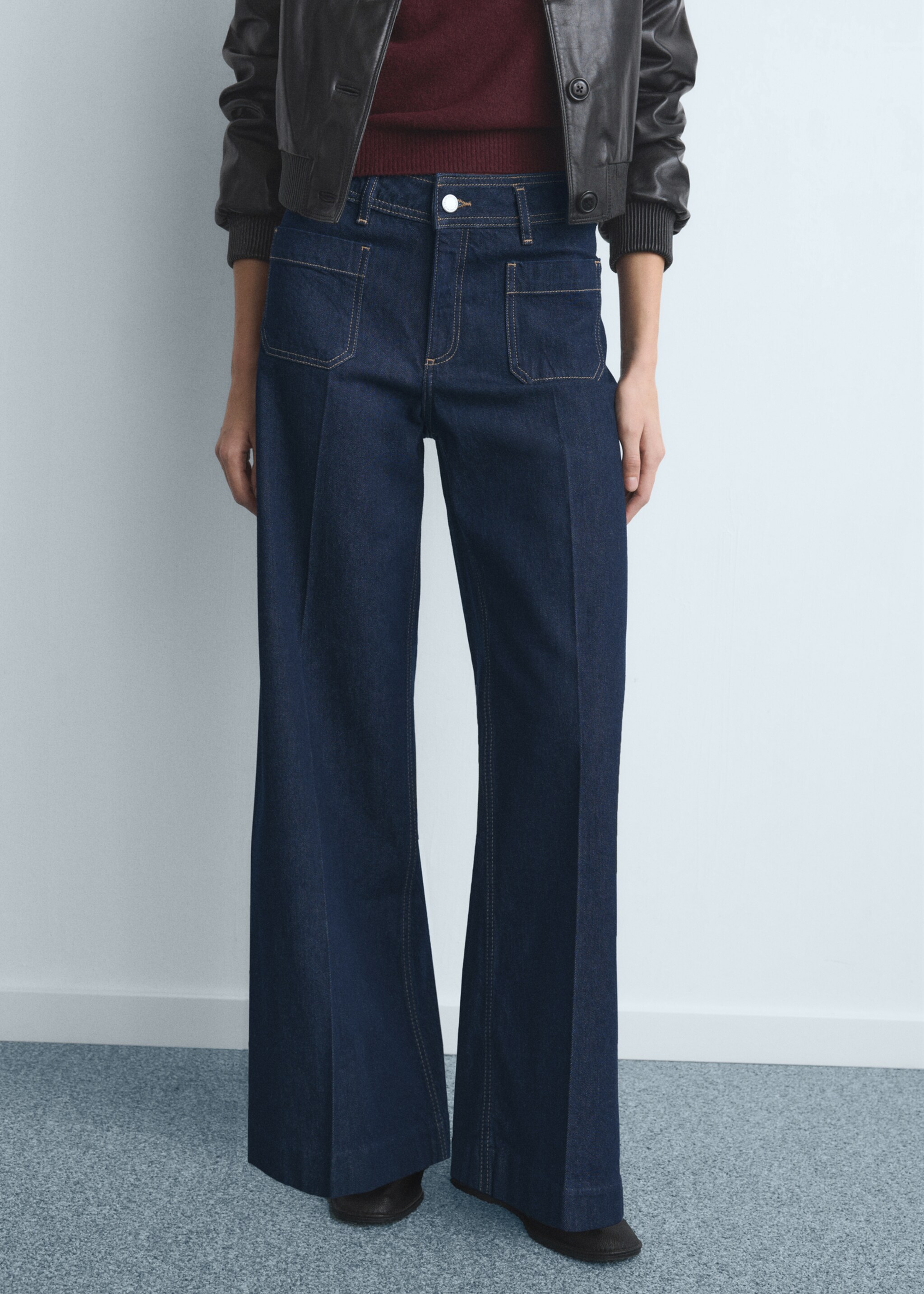 Wide-leg jeans with pockets - Medium plane, Open Blue. Ref: 27011234-00.