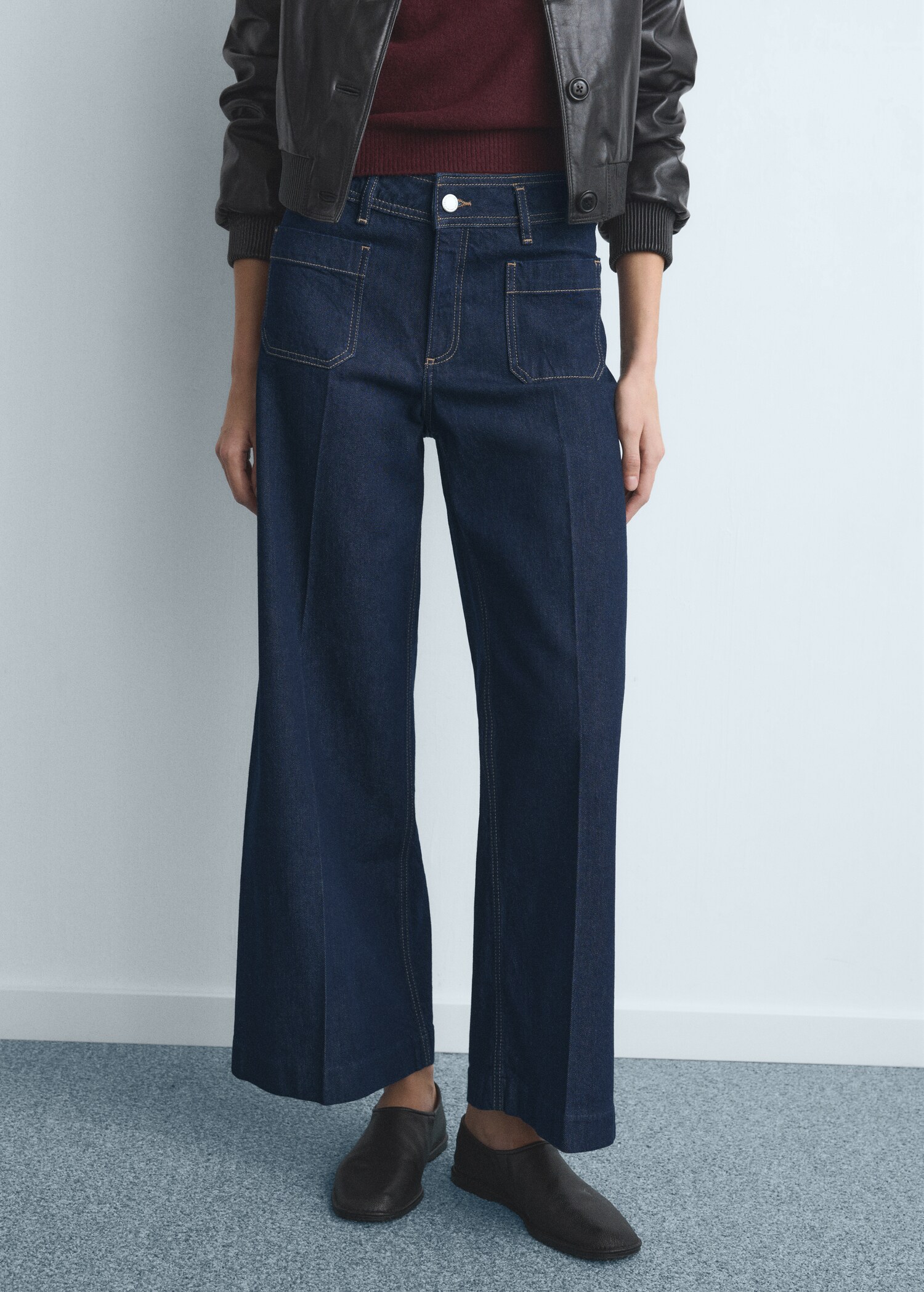 Wide-leg jeans with pockets - Medium plane