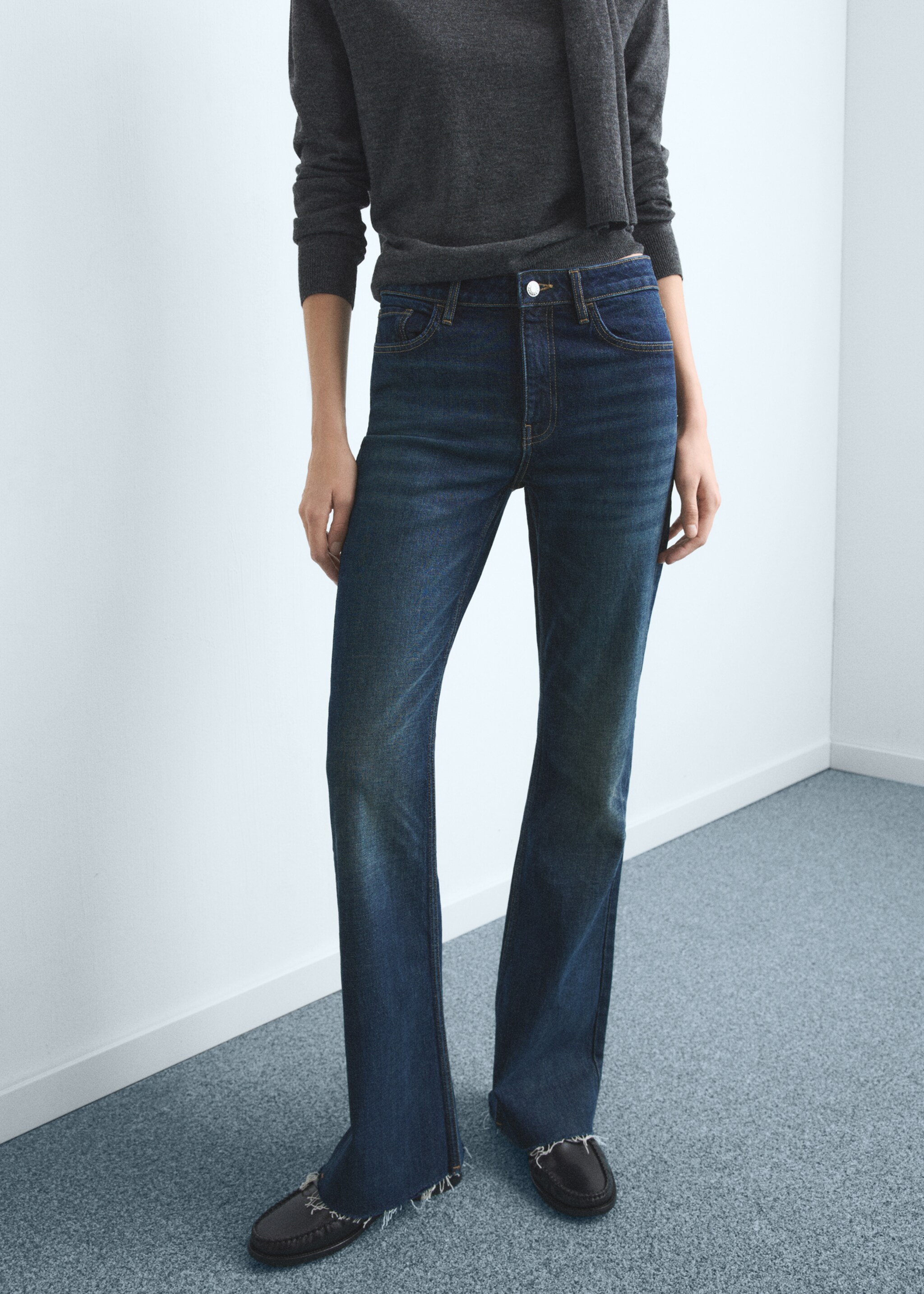 Fiona flared mid-rise jeans - Medium plane, Dark Blue. Ref: 27011235-00.