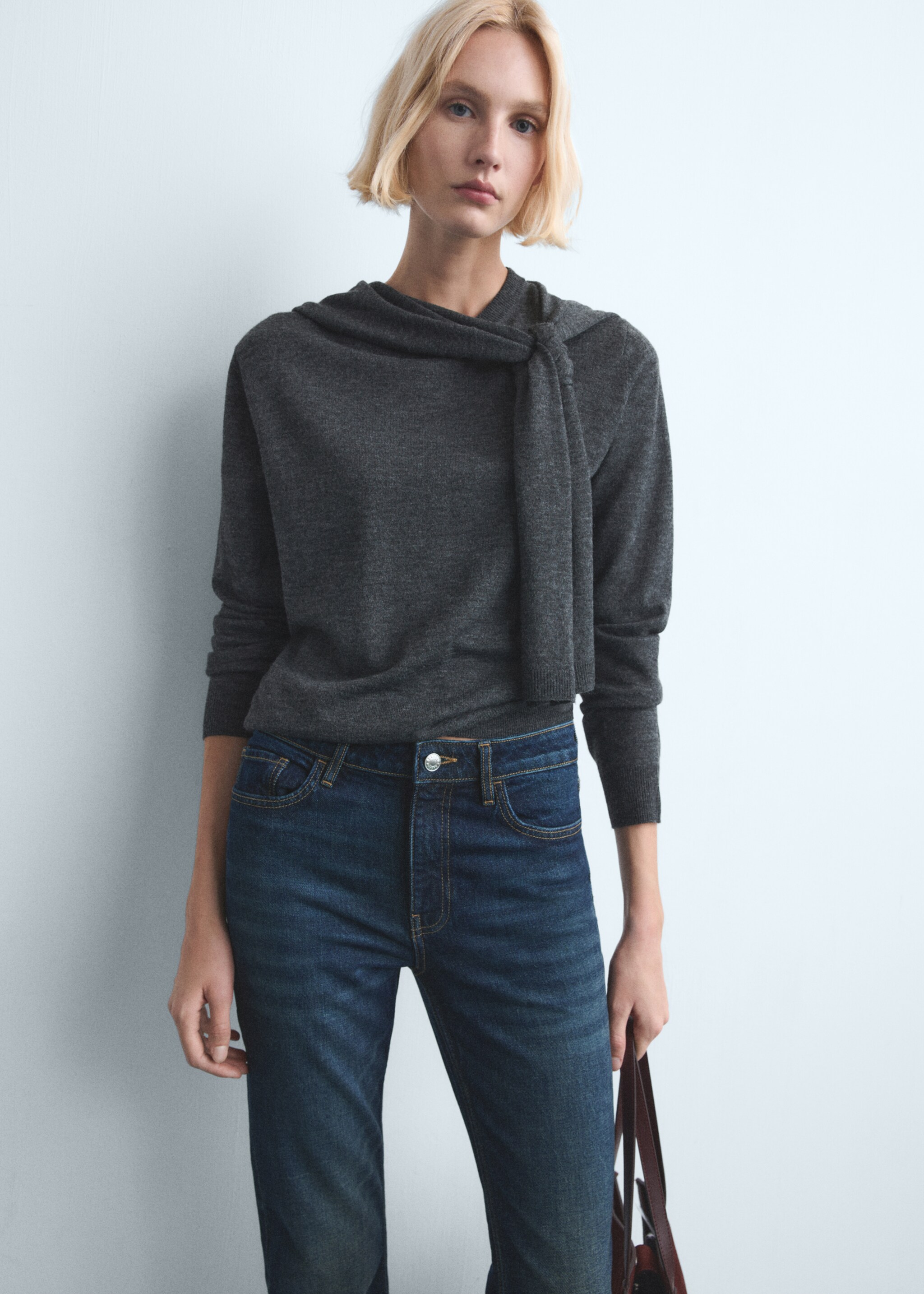 Fiona flared mid-rise jeans - Details of the article 1, Dark Blue. Ref: 27011235-00.