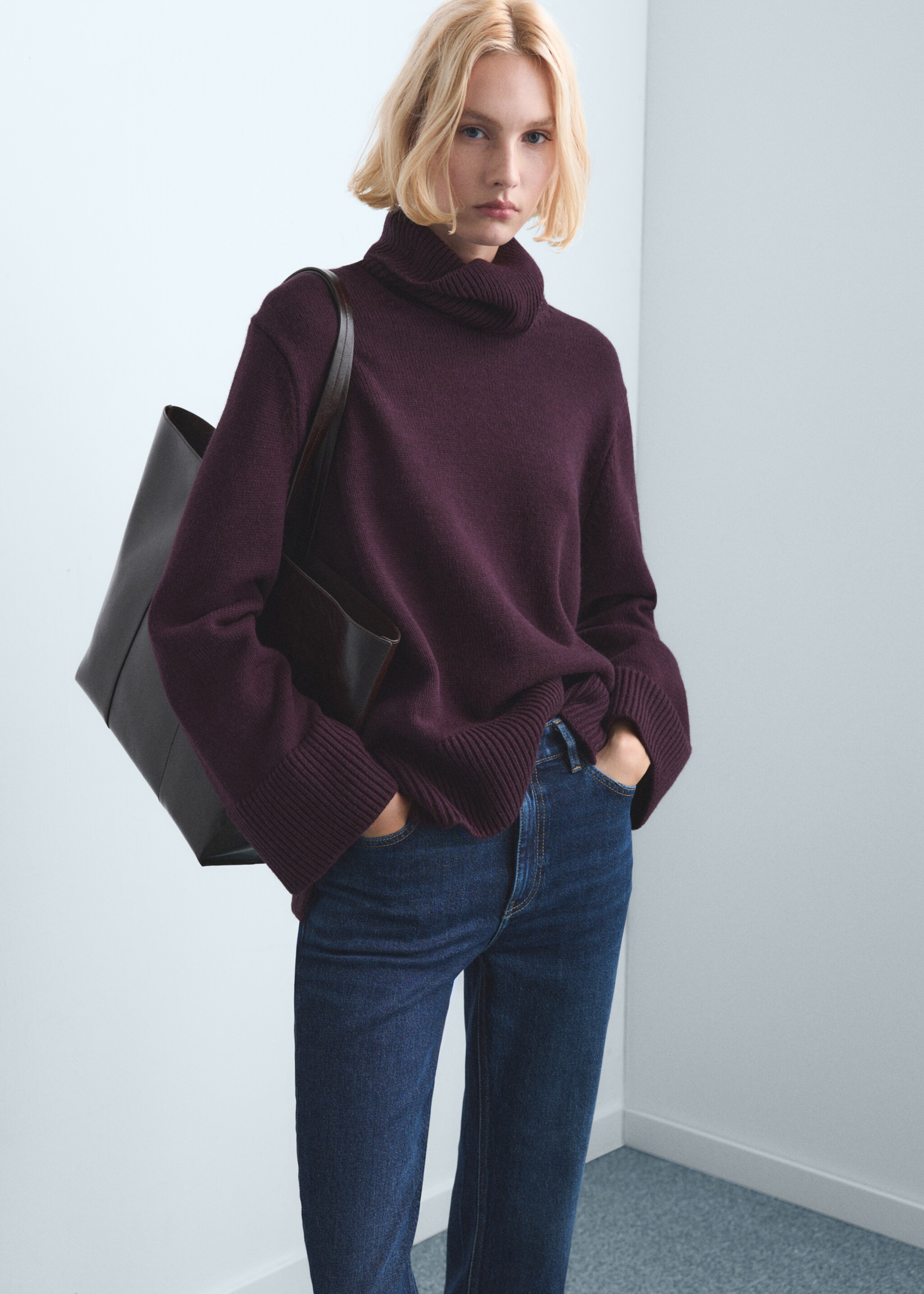 Newmom comfort high-rise jeans - Details of the article 1, Dark Blue. Ref: 27011237-00.