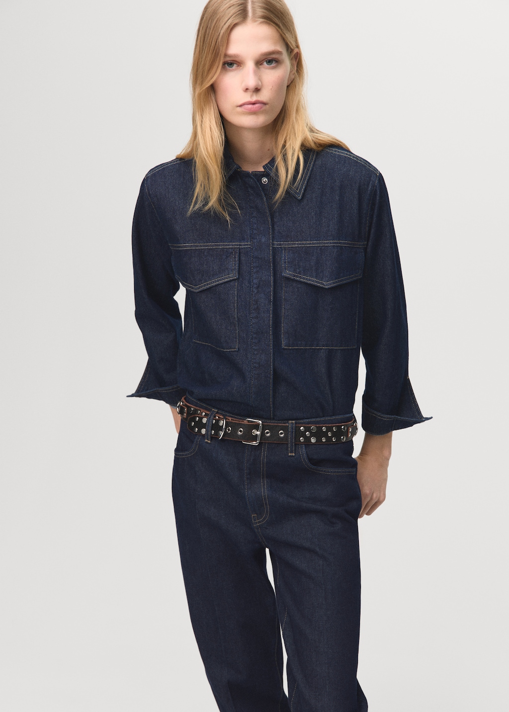 Straight-leg jeans with seam stitching - image 4