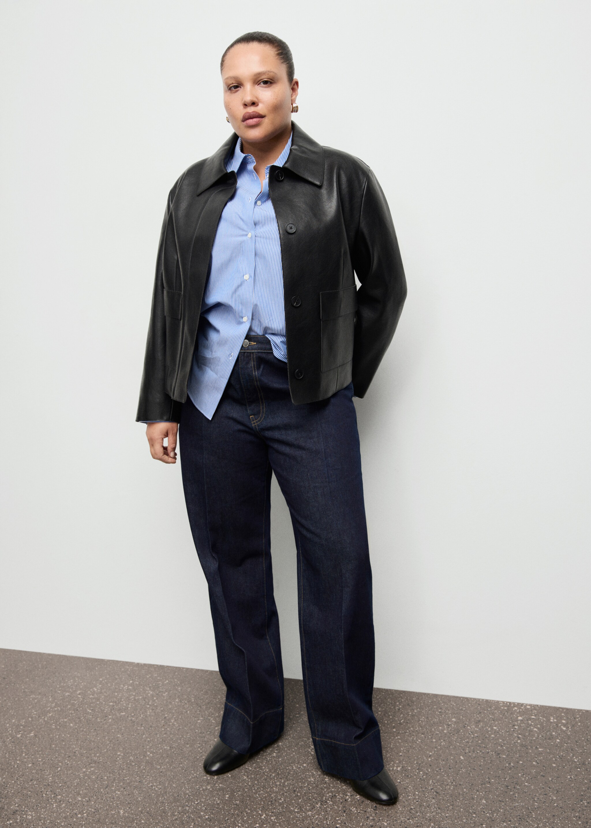 جينز مستقيم بخياطة في الأسفل - تفاصيل المنتج 3, أزرق غامق. Ref: 27011244-00.