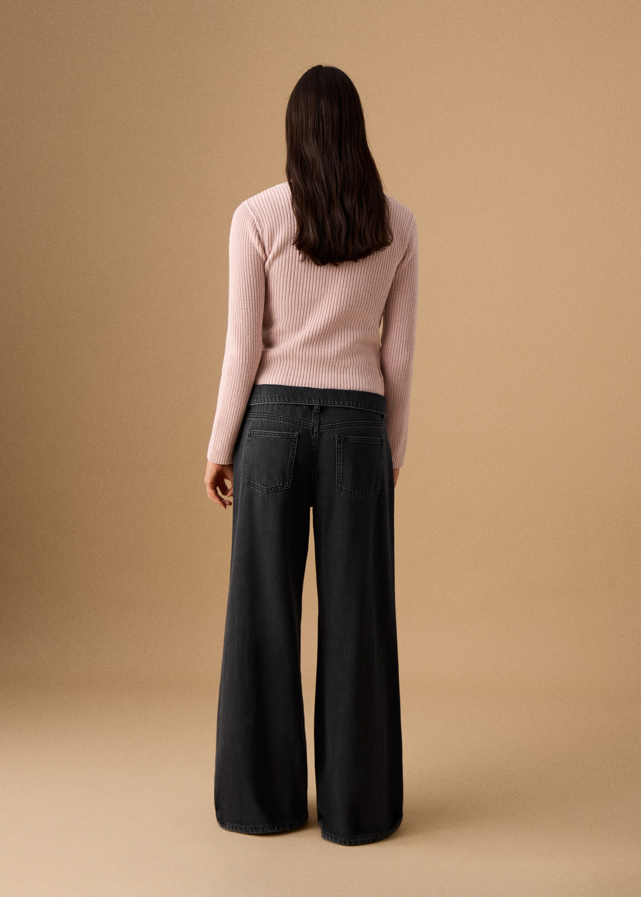 Low-waist jeans with turn-ups - Reverse of the article, Black denim. Ref: 27011250-00.