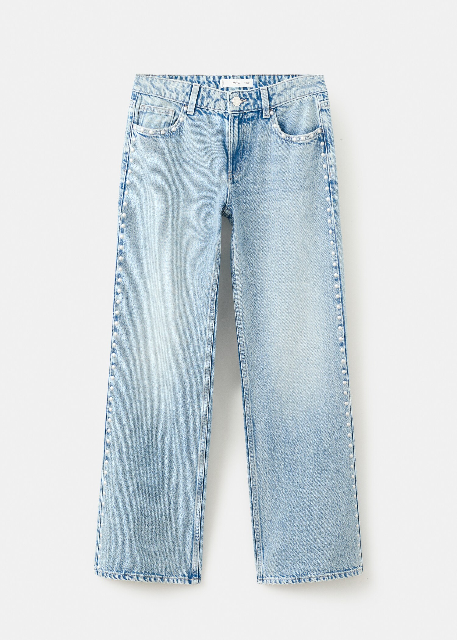 جينز مستقيم مزين بالمسامير - منتج دون نموذج