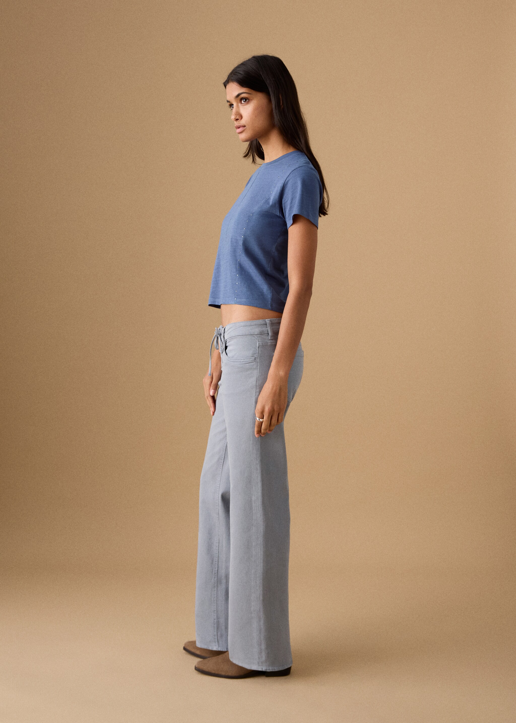 Low-waisted drawstring jeans - Medium plane, Blue. Ref: 27011252-00.