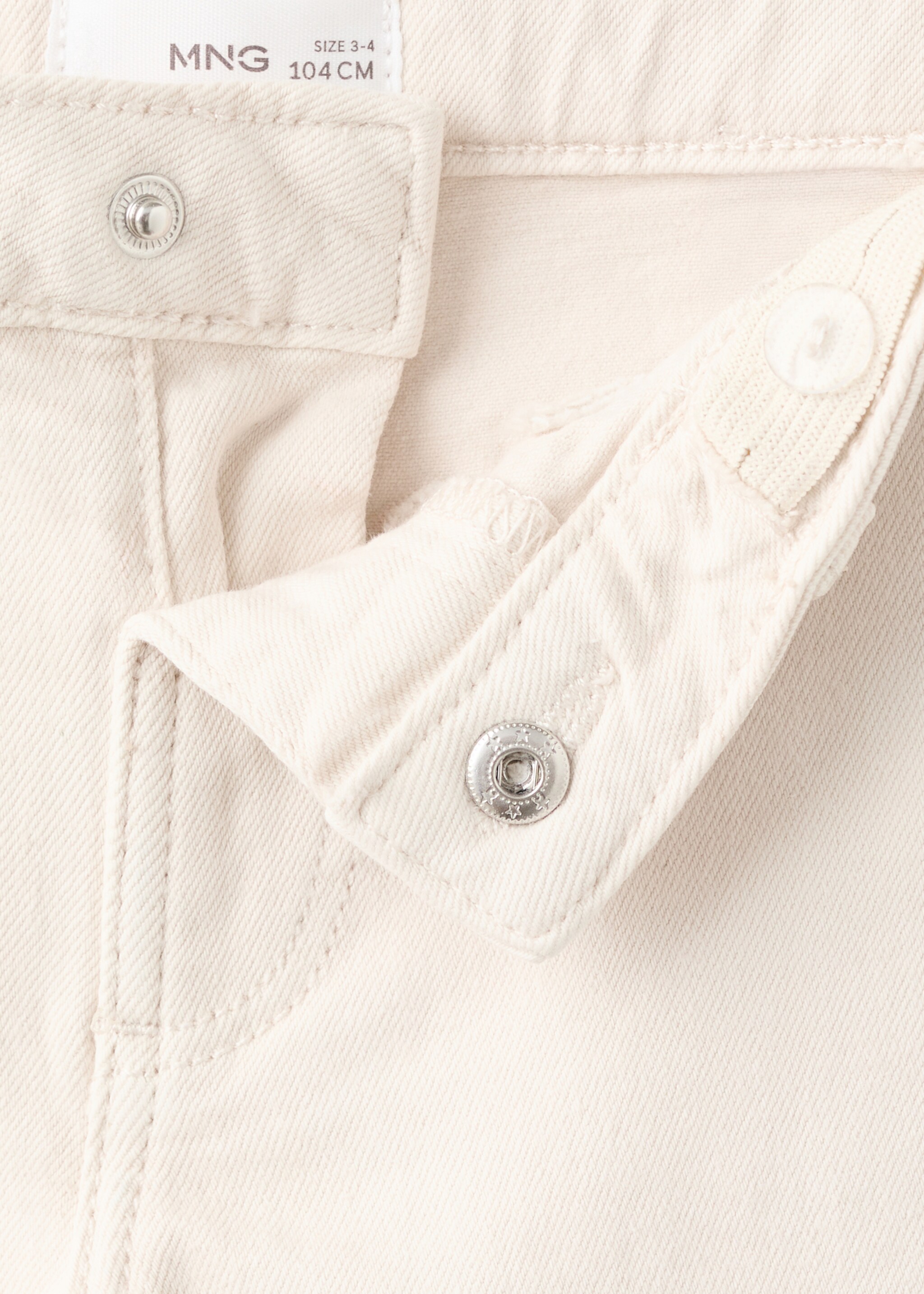 Cotton culotte jeans - Details of the article 8, Ecru. Ref: 27011254-00.