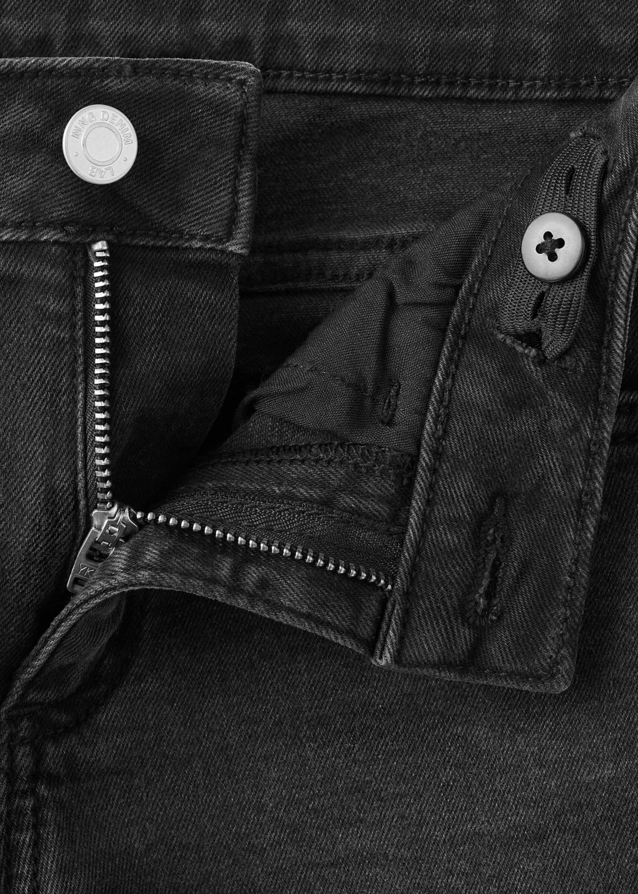 Frayed low-rise skinny jeans - Details of the article 8, Black denim. Ref: 27011256-00.