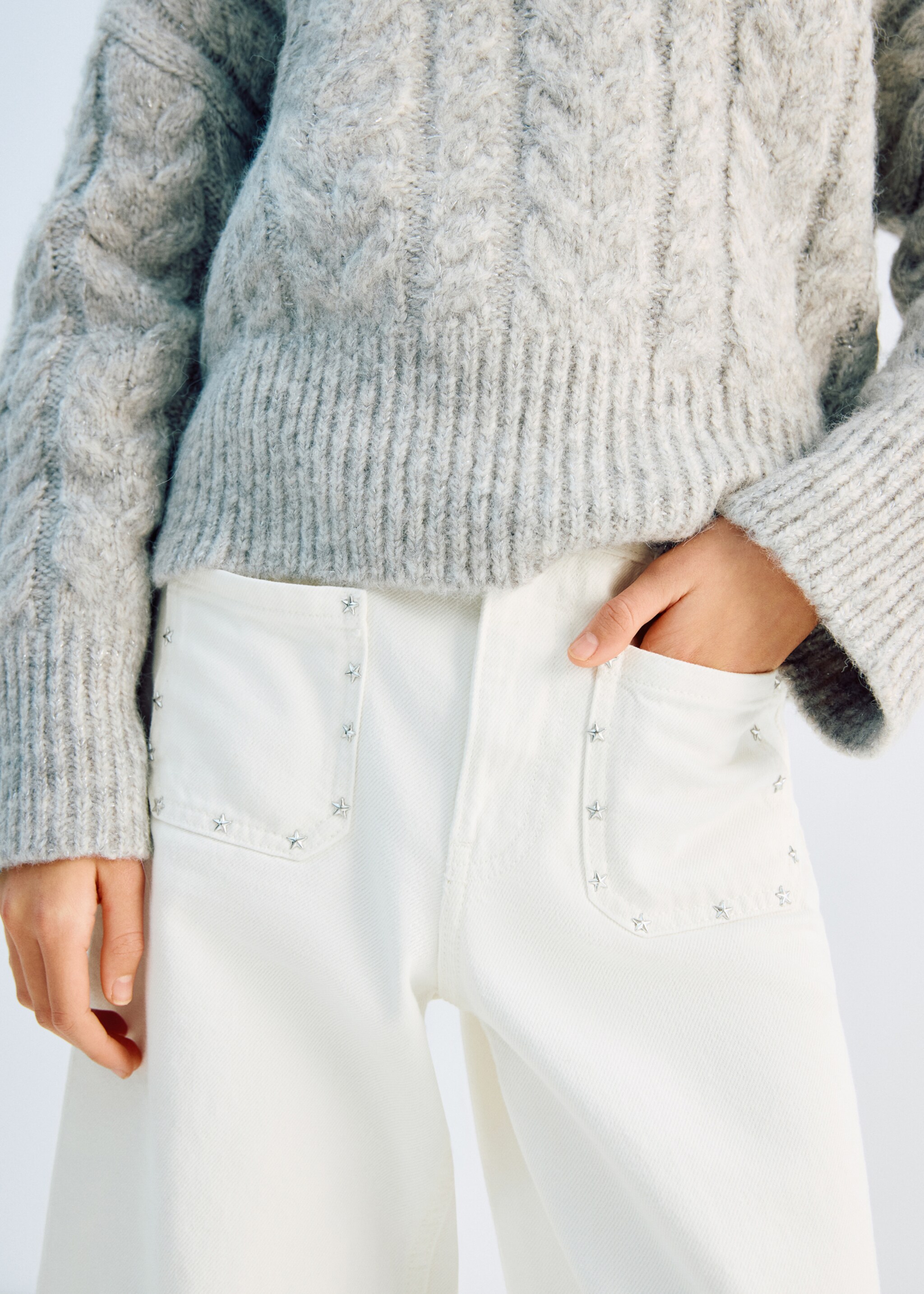 Studded star jeans - Medium plane, White. Ref: 27011263-00.