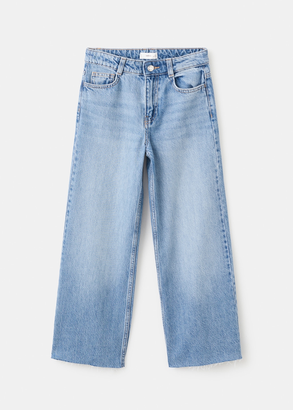 Wideleg low frayed hem jeans