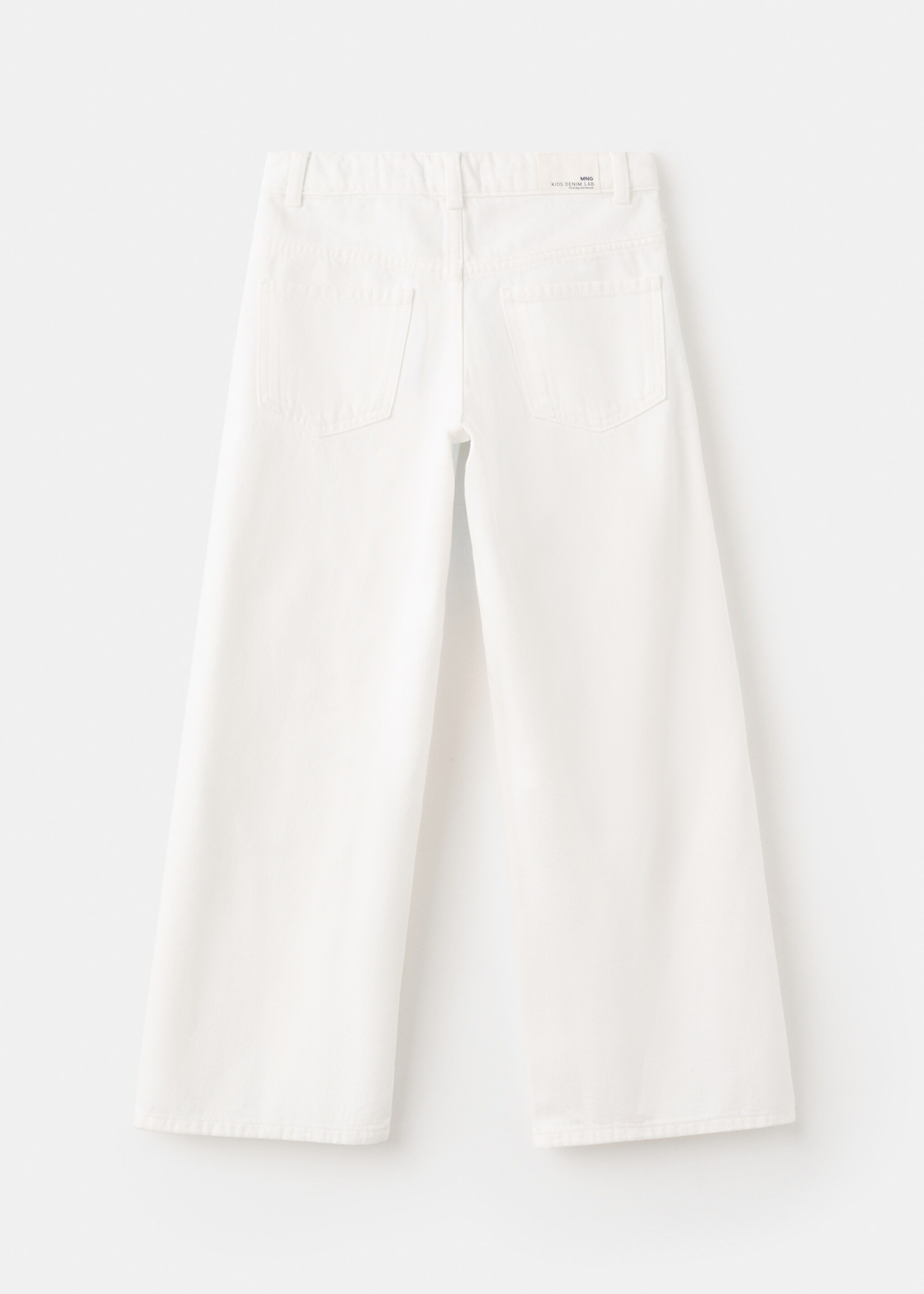 Wide leg jeans with decorative stitching - Reverse of the article, White. Ref: 27011268-00.