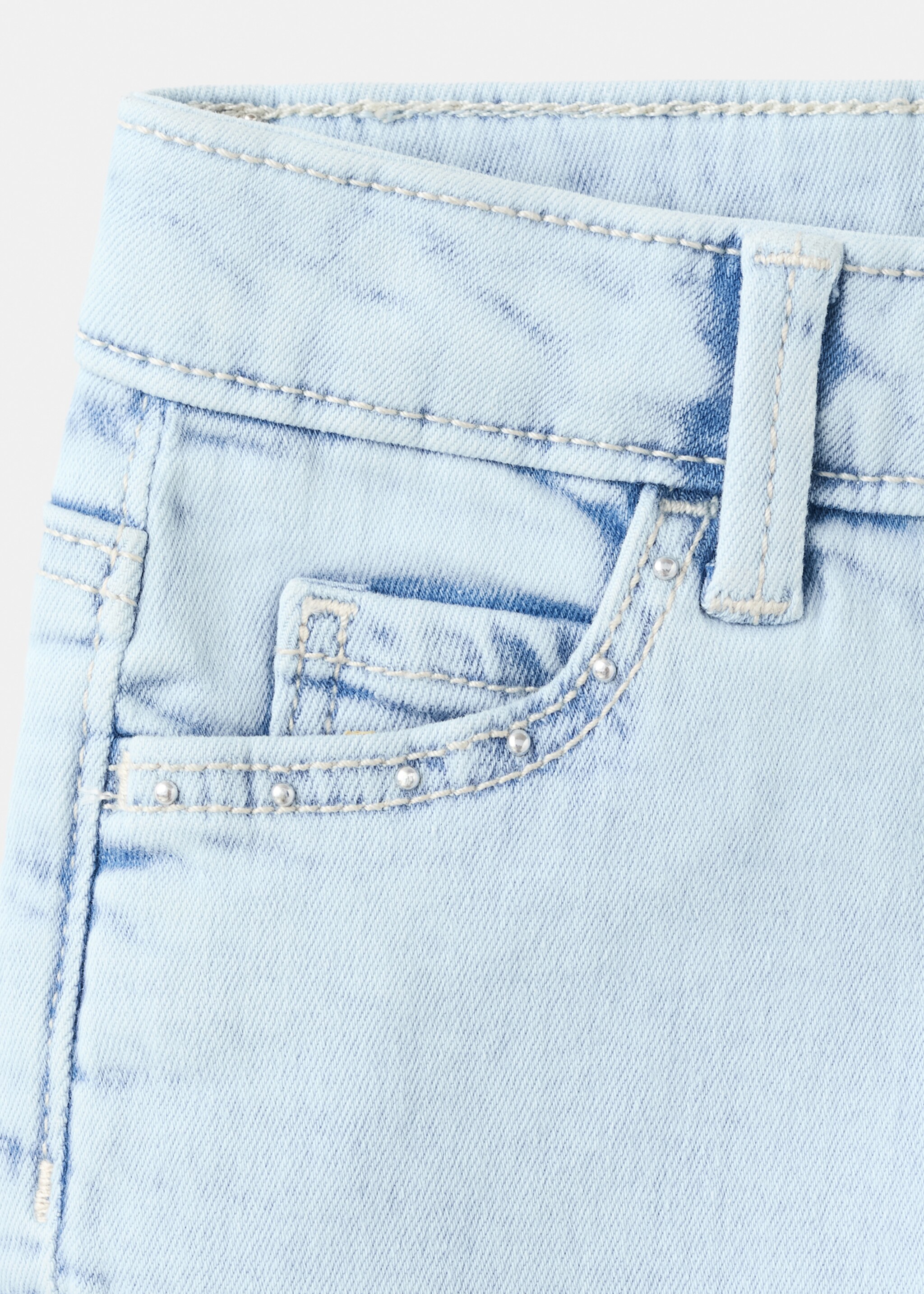 Straight-fit jeans with studs - Details of the article 8, Light Blue. Ref: 27011274-00.