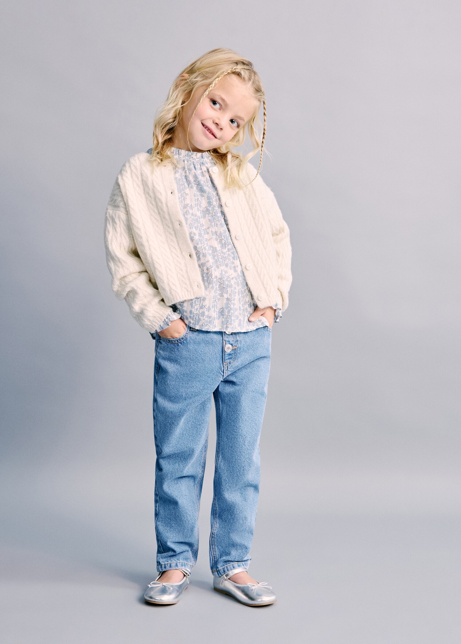 Paper bag jeans with buttons - Medium plane