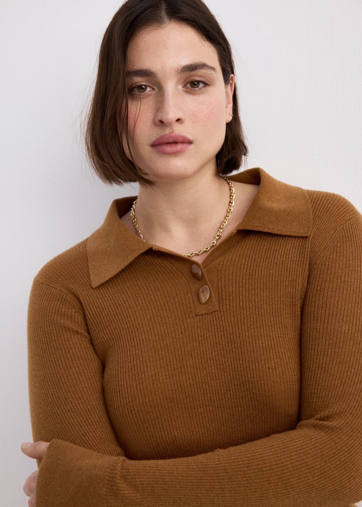 Polo-neck ribbed sweater - Details of the article 4