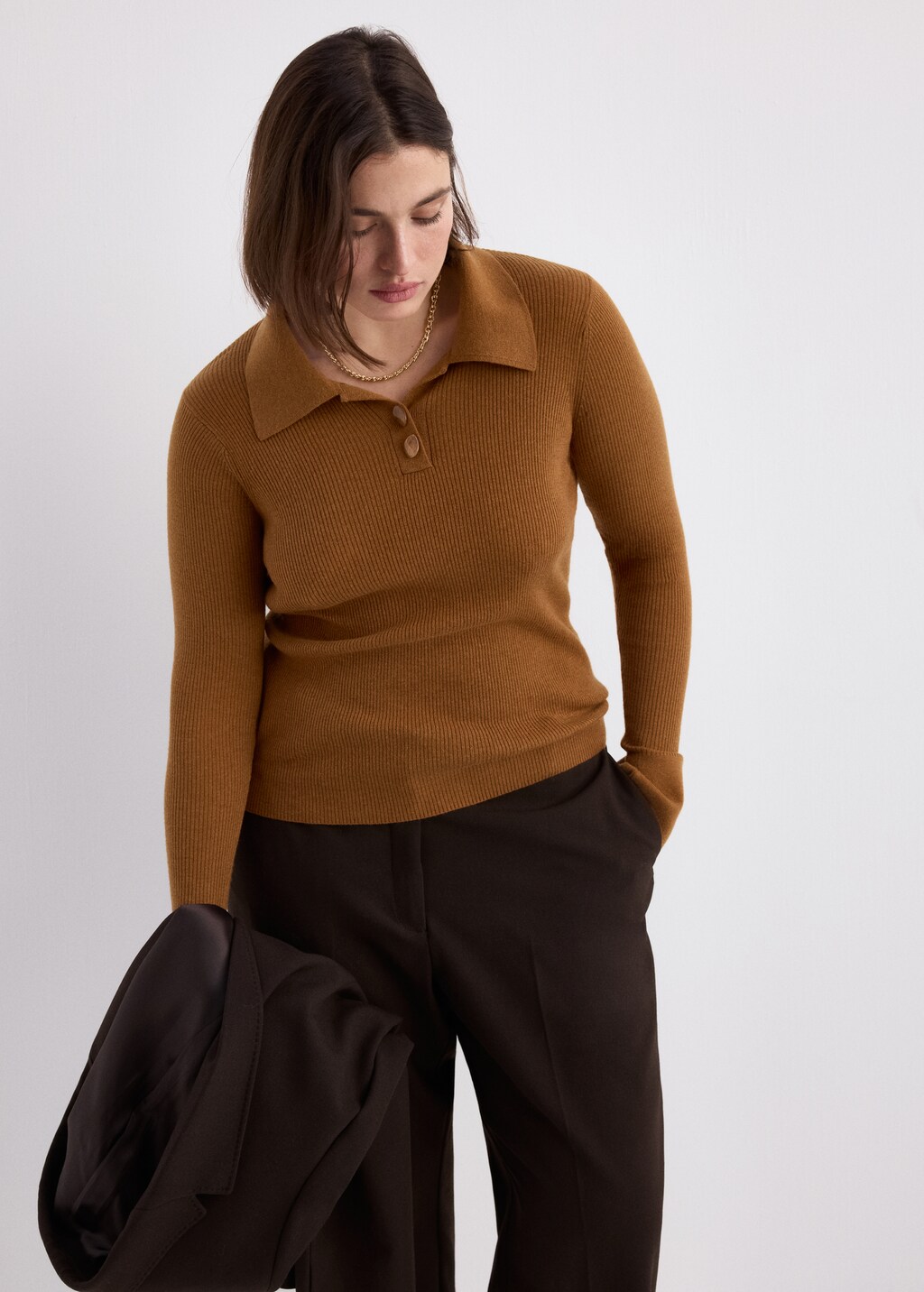 Mango Polo-neck ribbed sweater thumbnail