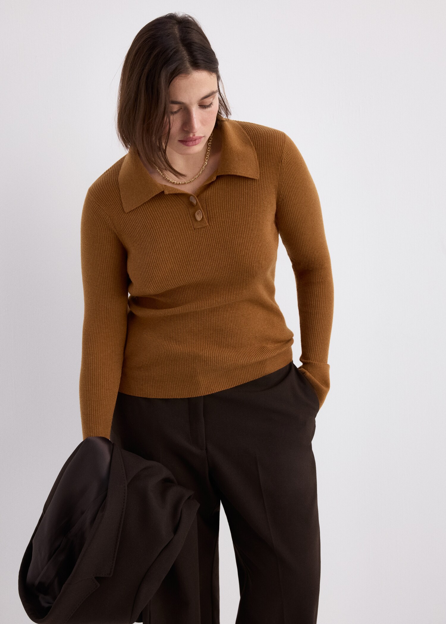 Polo-neck ribbed sweater - Details of the article 5