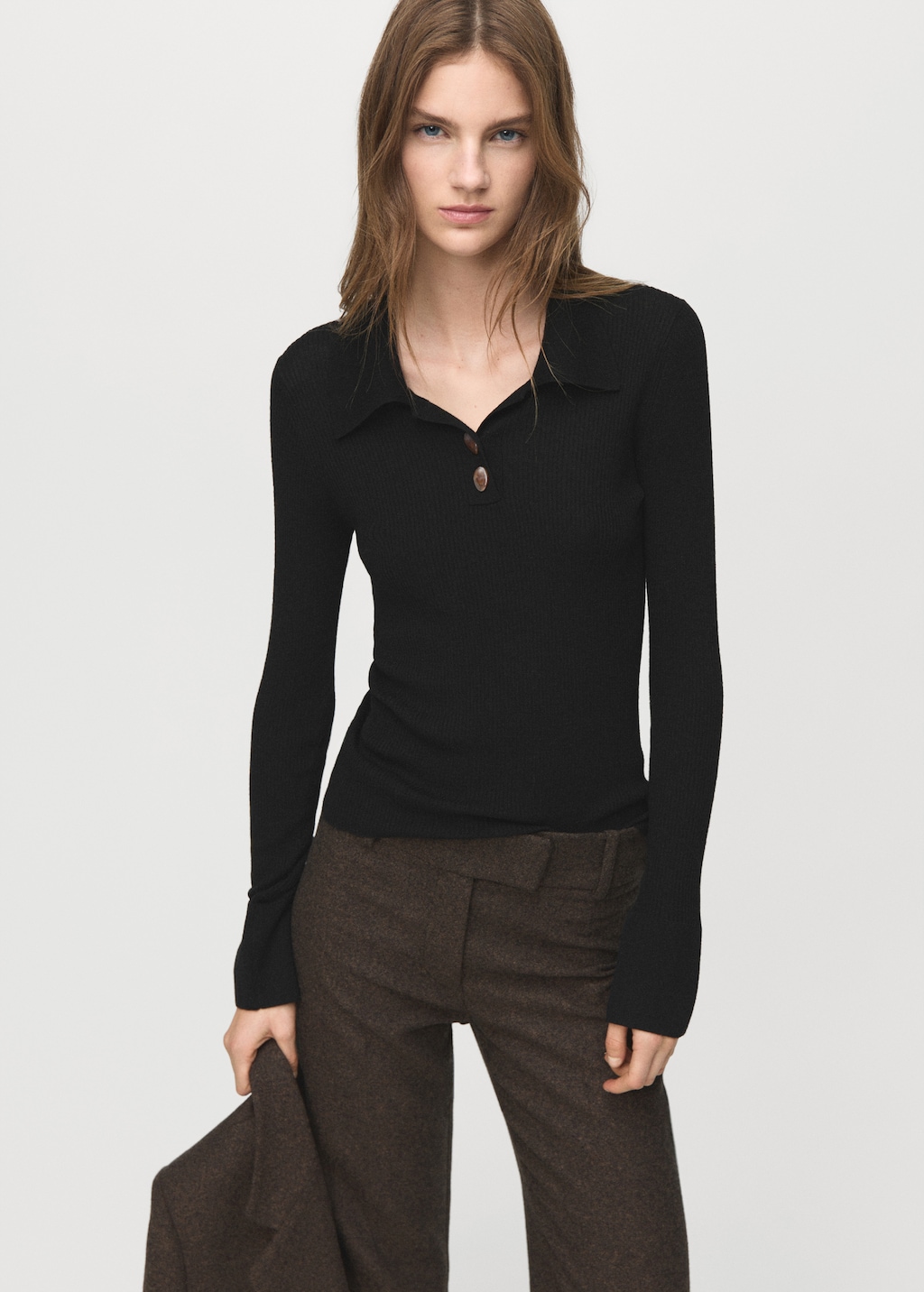 Mango Polo-neck ribbed sweater