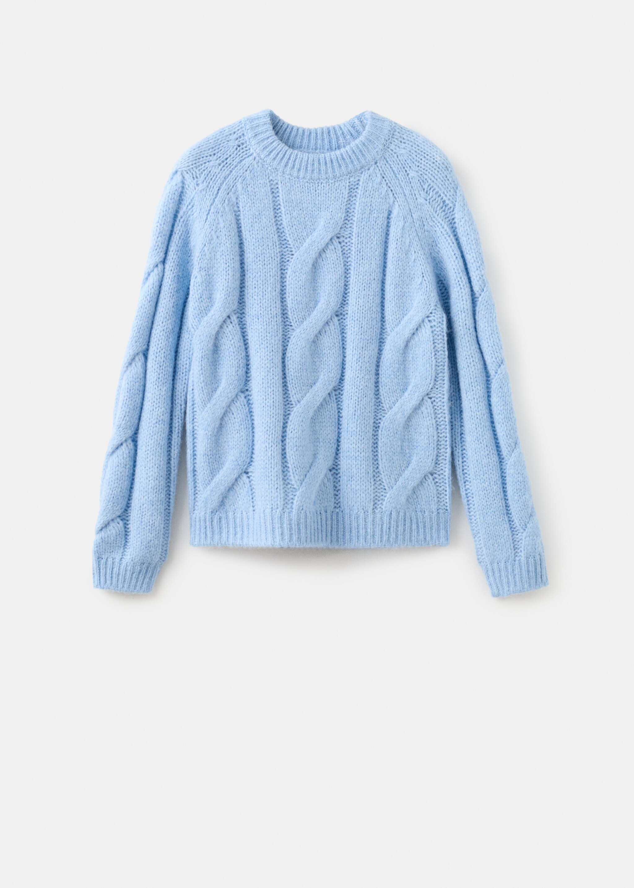 Braided knitted sweater - Article without model, Sky Blue. Ref: 27011278-00.