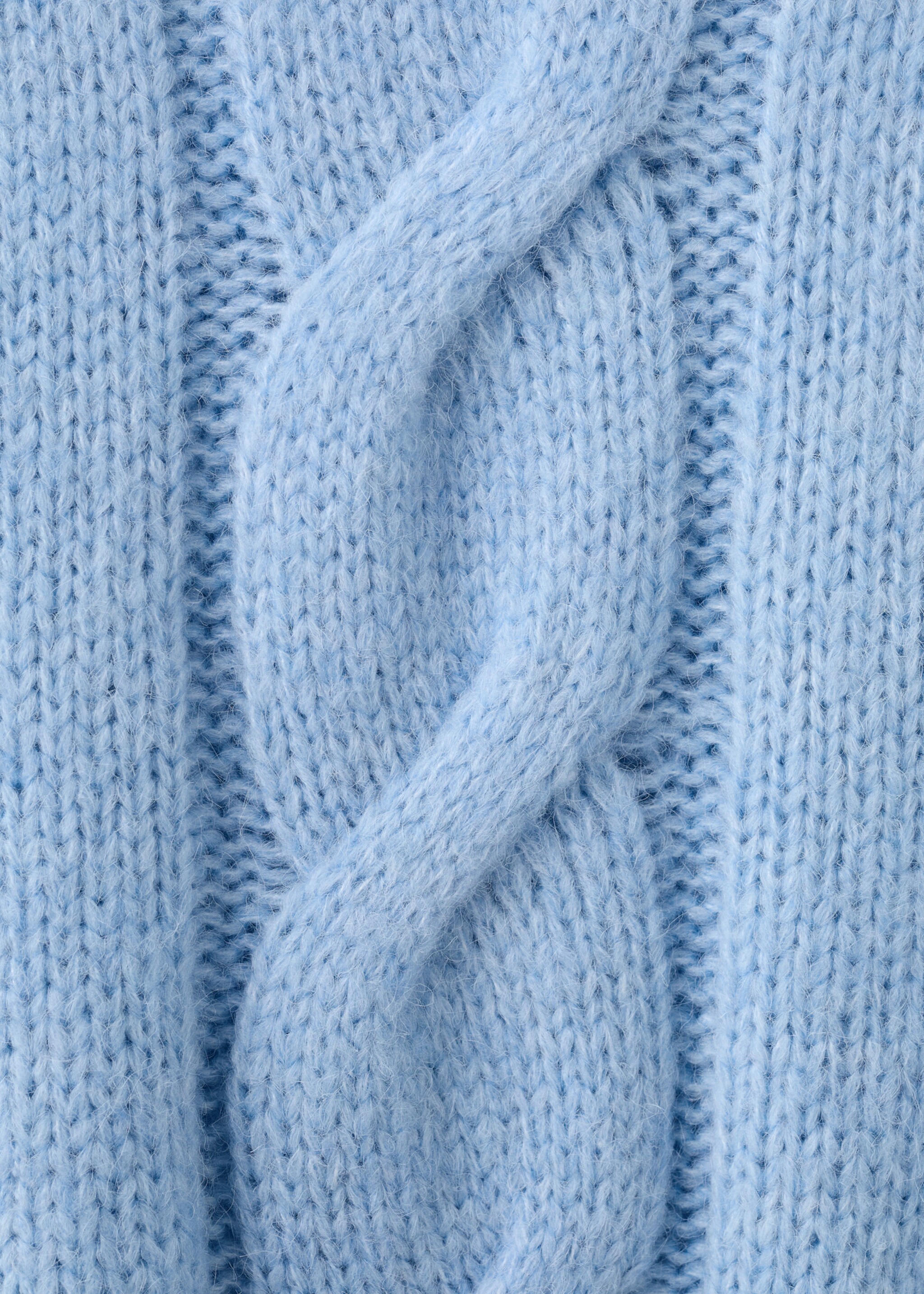 Braided knitted sweater - Details of the article 0, Sky Blue. Ref: 27011278-00.