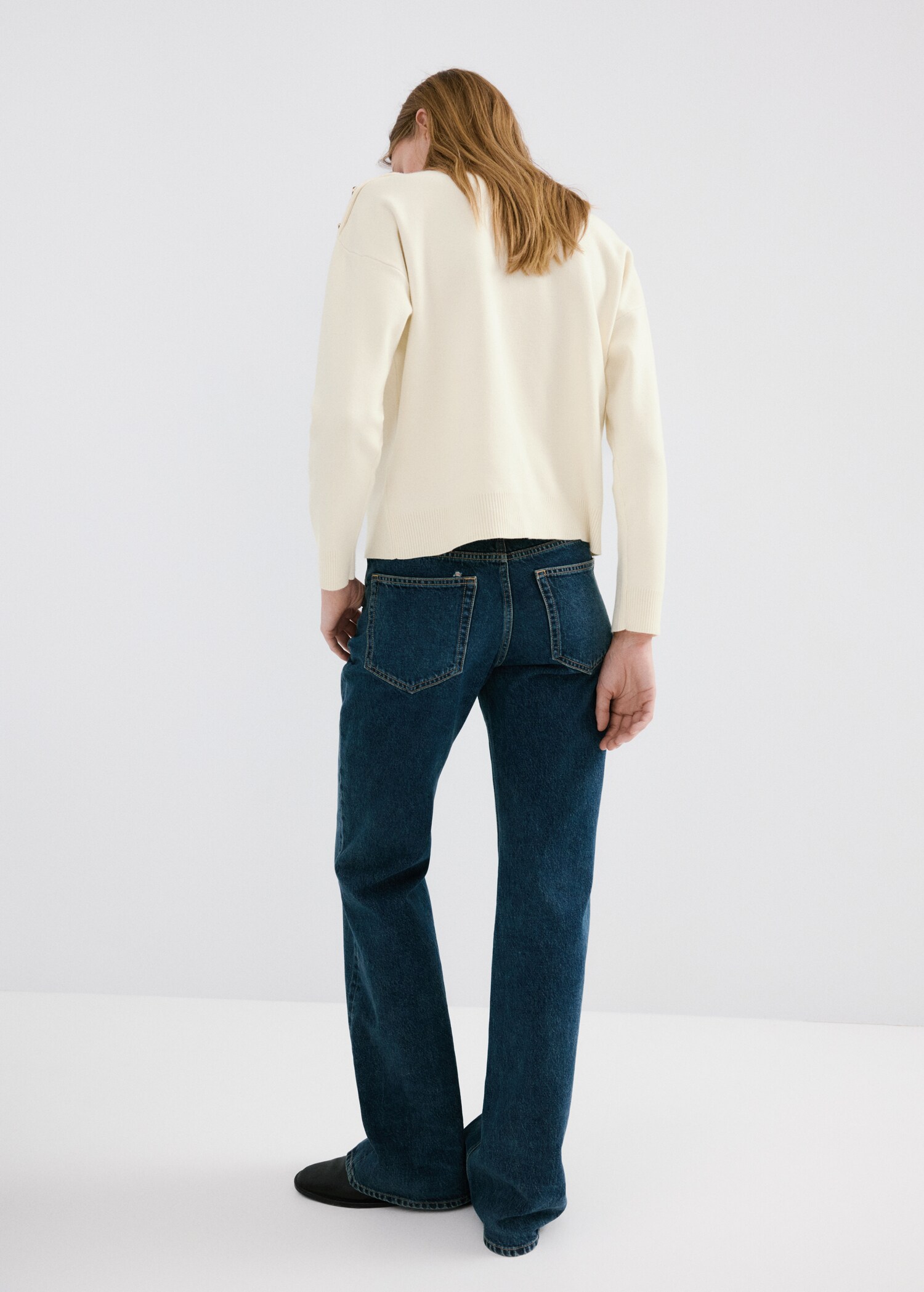 Плетен пуловер с копчета с камъни - Обратна страна на артикула