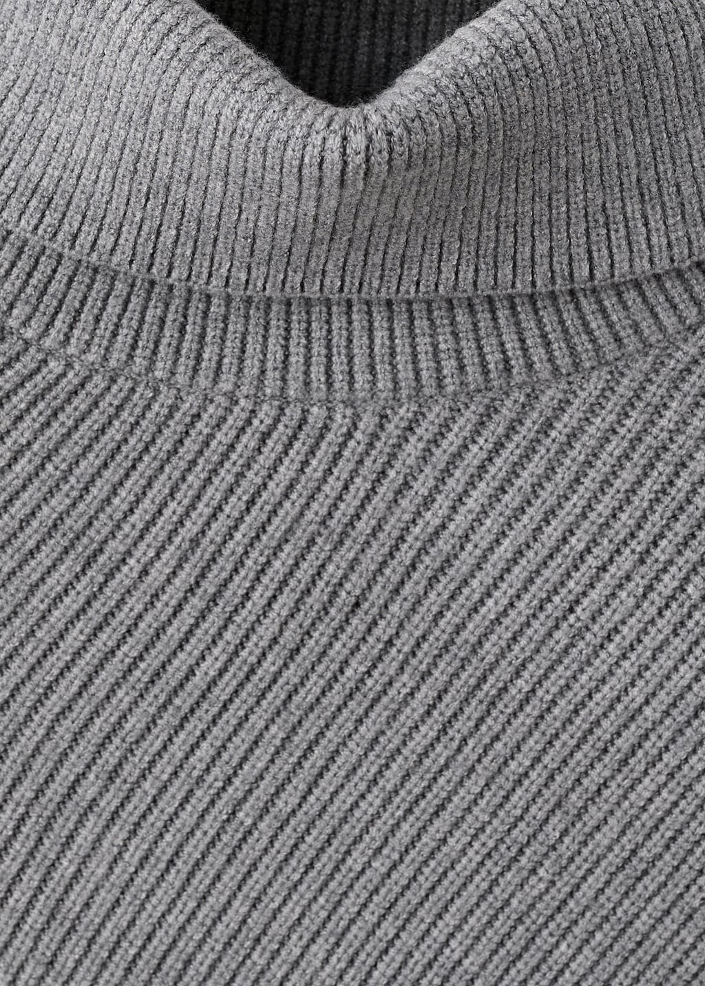 Sweater with asymmetrical roll neck