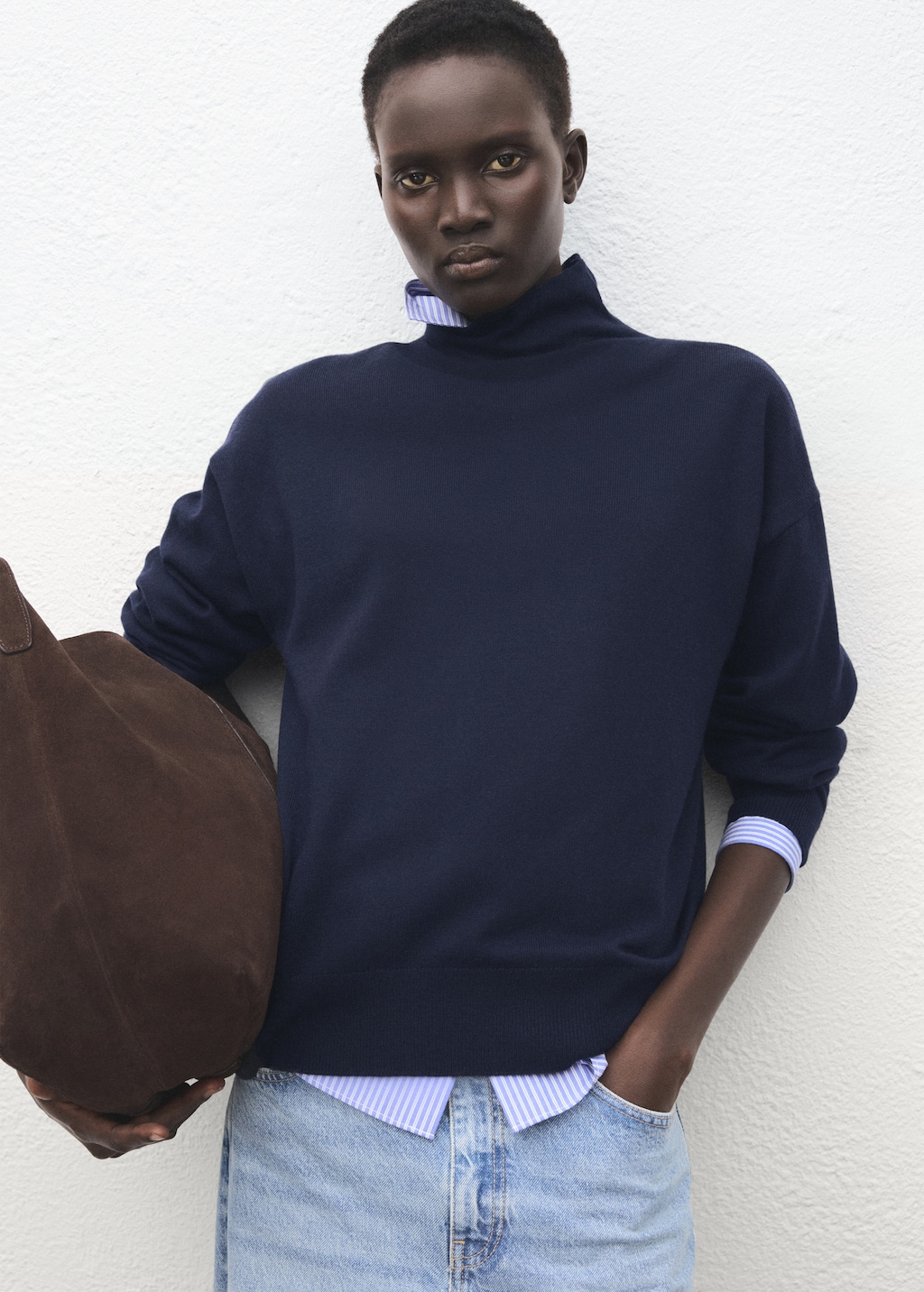 Draped turtleneck sweater