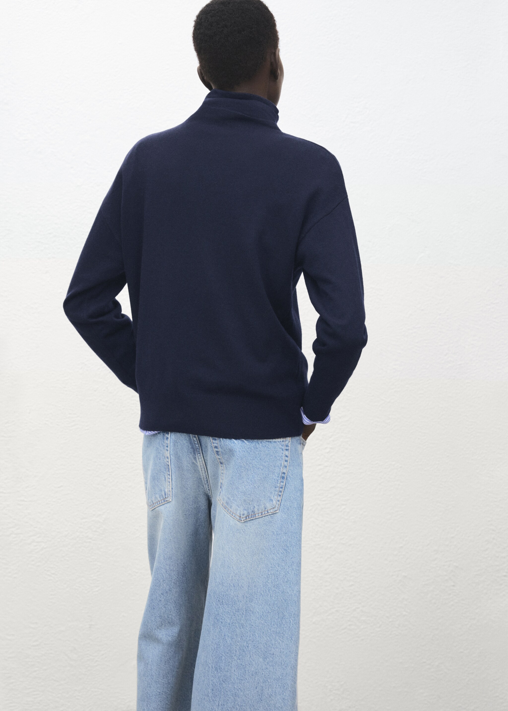 Draped turtleneck sweater - Reverse of the article, Navy. Ref: 27011285-00.