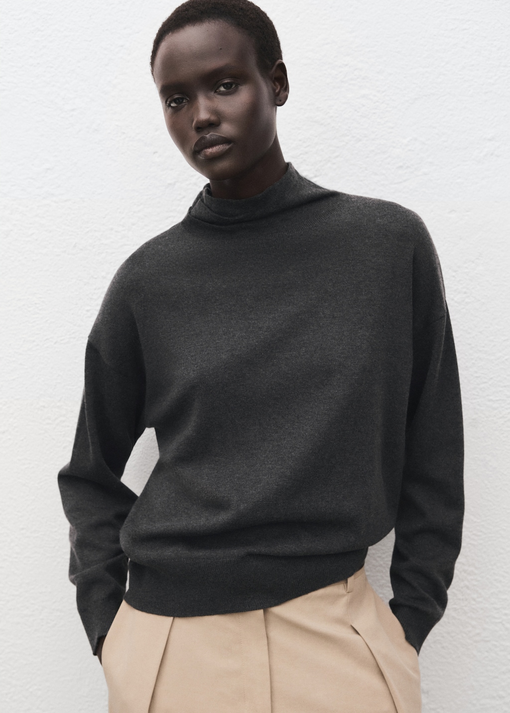 Draped turtleneck sweater