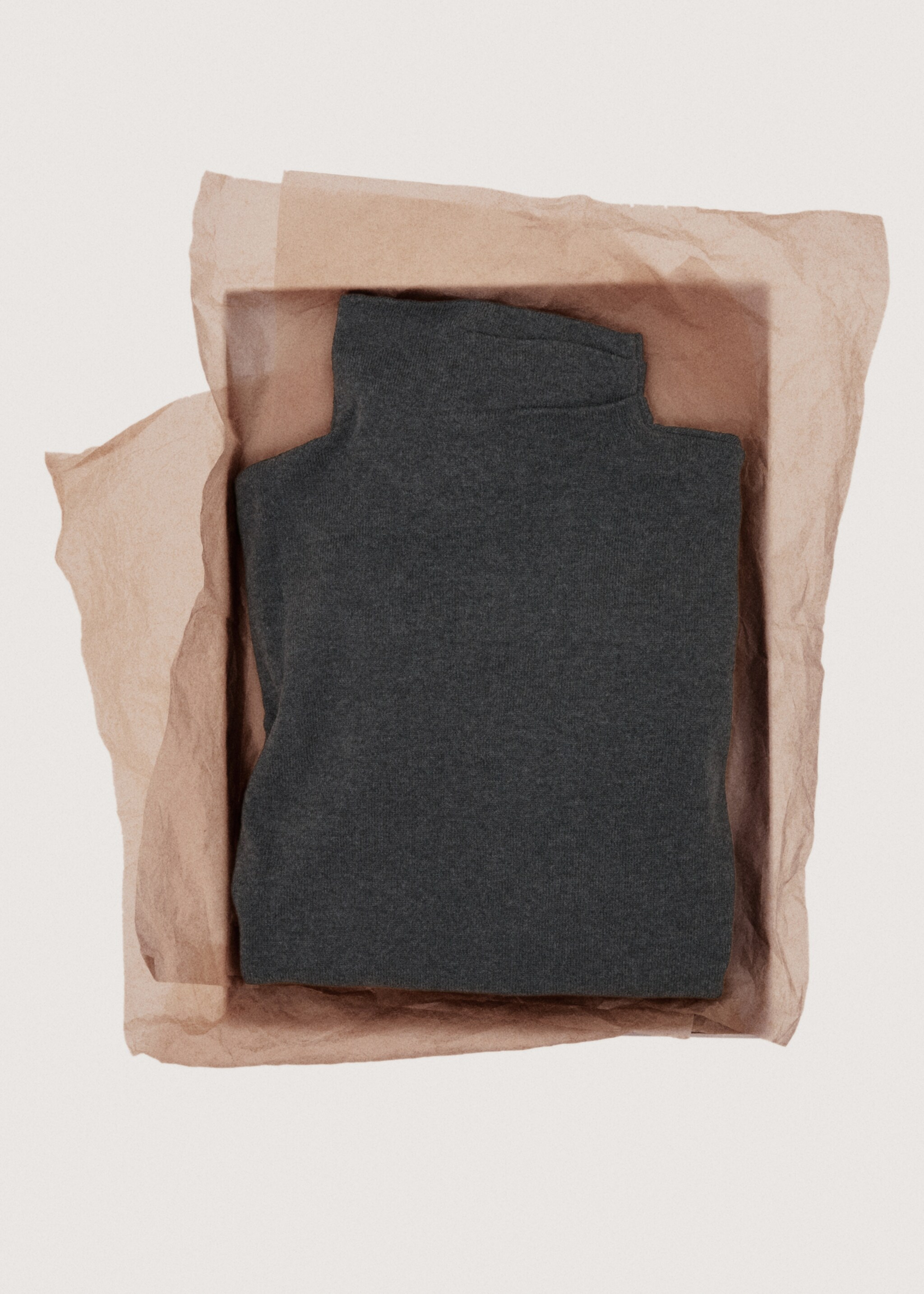 Draped turtleneck sweater - Details of the article 7, Charcoal. Ref: 27011285-00.