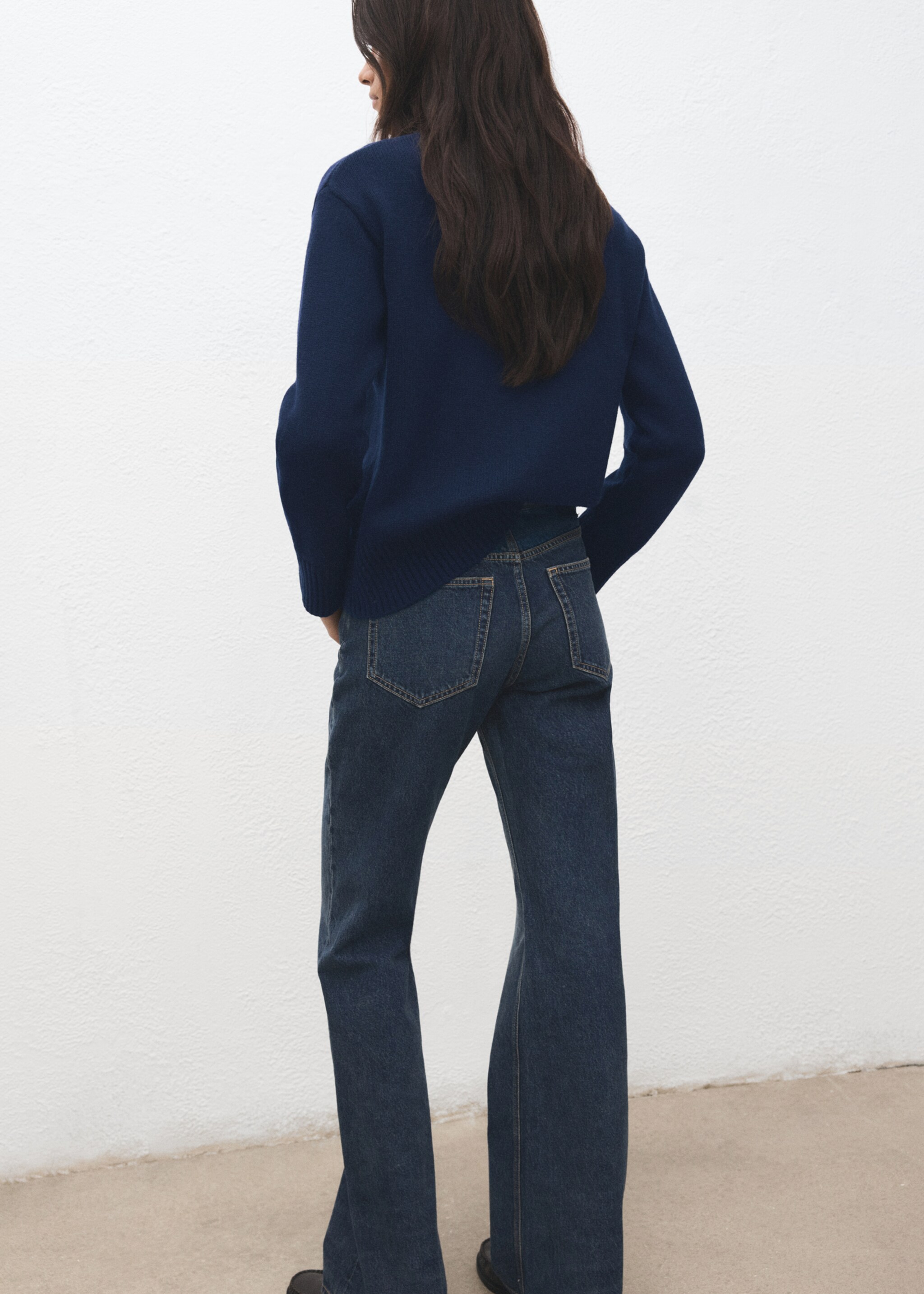 Wool-blend knit sweater - Reverse of the article, Navy. Ref: 27011286-00.